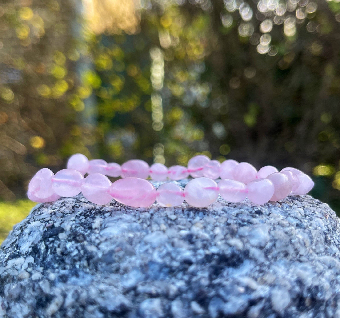 Rose Quartz Bracelet, Chip Bracelet, Healing Crystals, Irregular Natural Beads, Gift for her, Gemstone Bracelets, Pink Crystal Gift