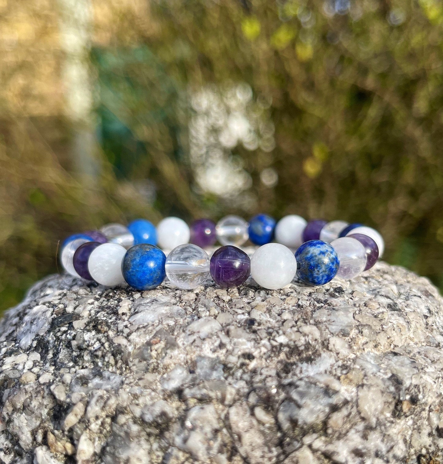 Migraine Support Bracelet, Healing Crystals, Headache Stress Support Bracelet, Chakra Bracelet, Gemstone Bracelet, Lapis Lazuli, Moonstone