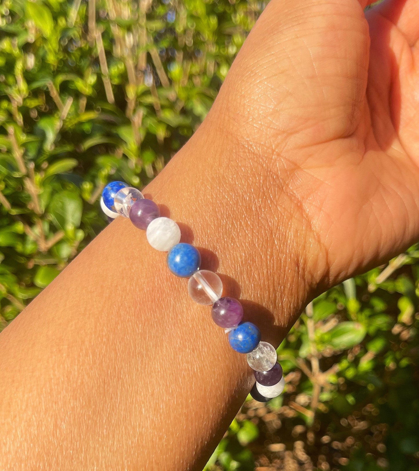 Migraine Support Bracelet, Healing Crystals, Headache Stress Support Bracelet, Chakra Bracelet, Gemstone Bracelet, Lapis Lazuli, Moonstone