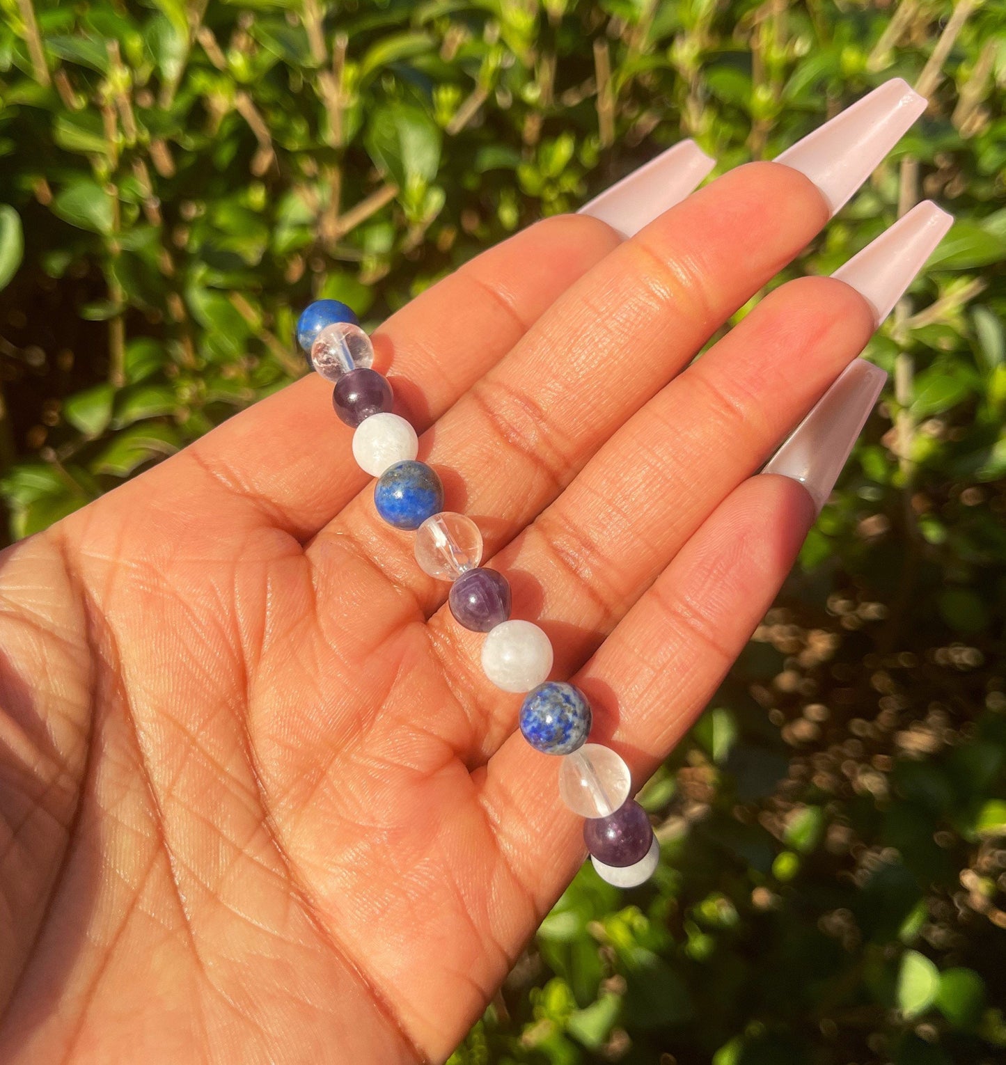 Migraine Support Bracelet, Healing Crystals, Headache Stress Support Bracelet, Chakra Bracelet, Gemstone Bracelet, Lapis Lazuli, Moonstone