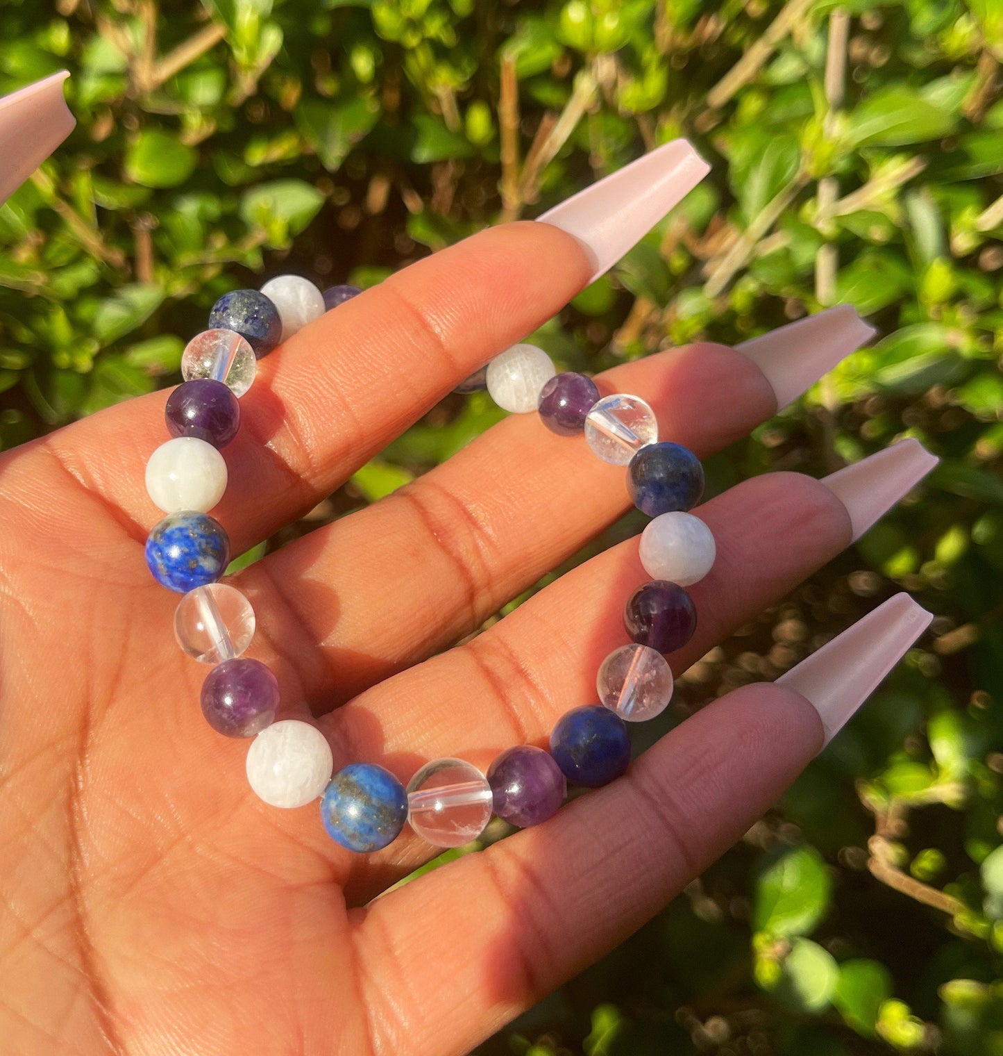 Migraine Support Bracelet, Healing Crystals, Headache Stress Support Bracelet, Chakra Bracelet, Gemstone Bracelet, Lapis Lazuli, Moonstone