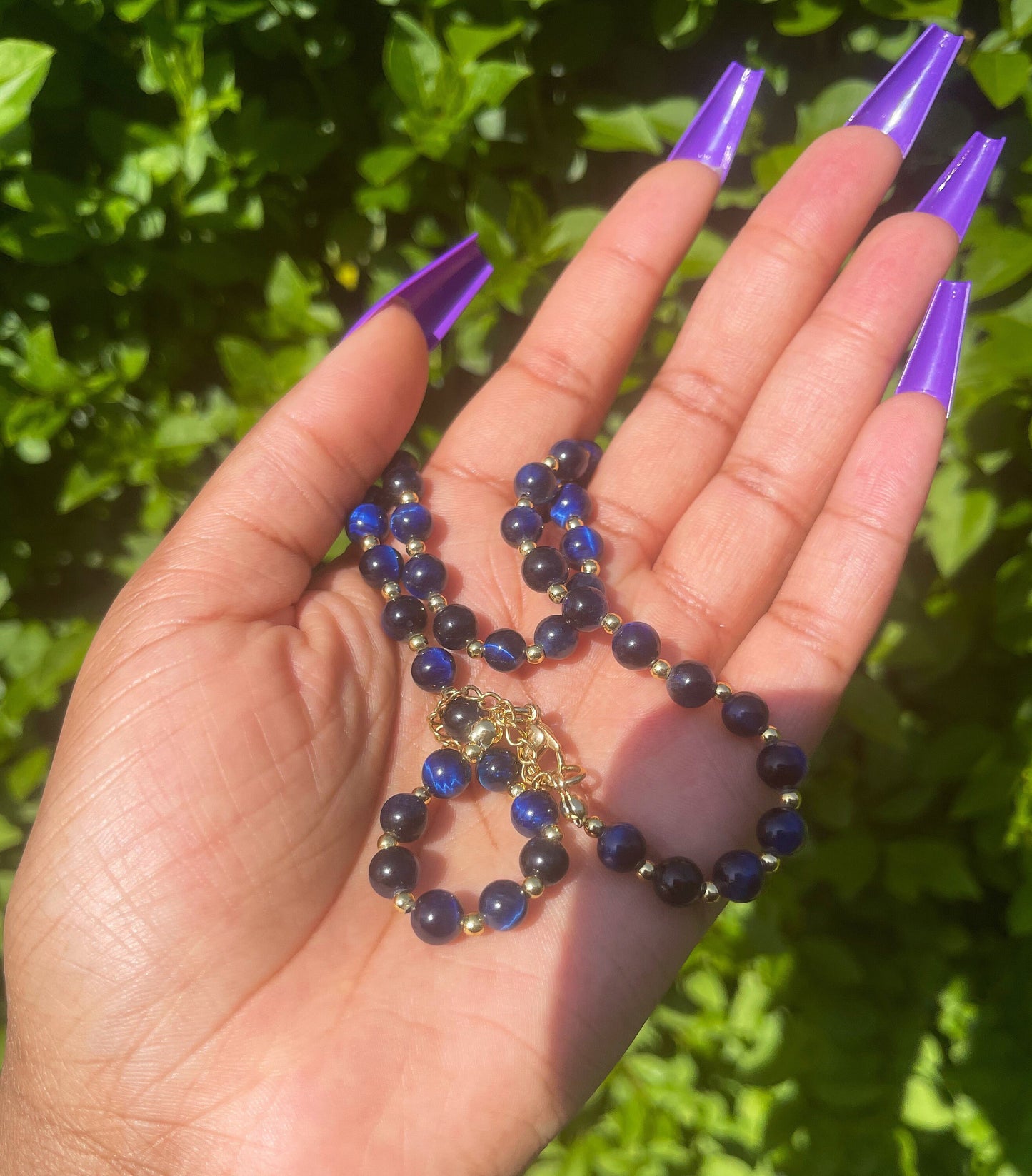 Dark Blue Tiger Eye Necklace