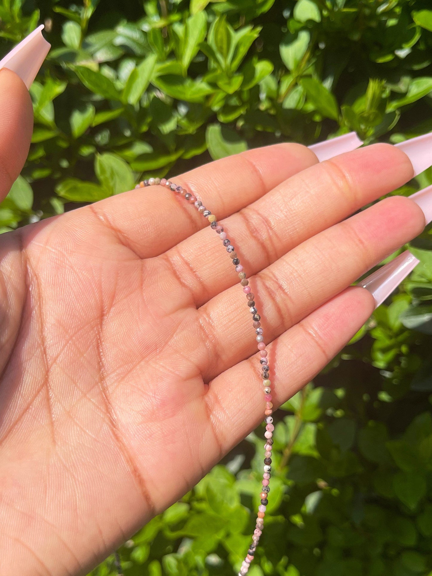 Rhodonite Choker, Dainty Crystal Necklace, Gemstone, Healing Crystals, Beaded Necklace, Minimalistic, Protection Black Necklace