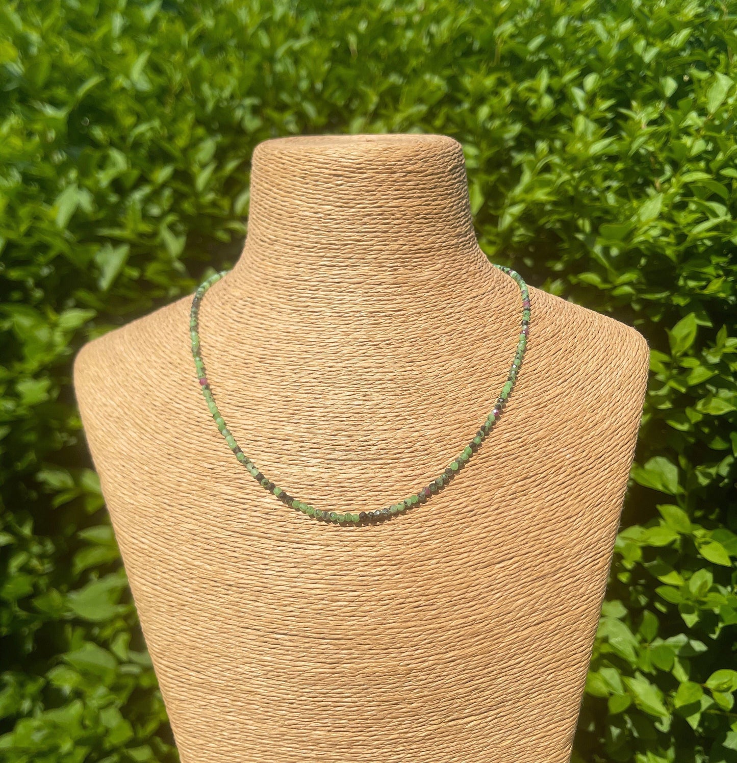 Ruby Zoisite Choker, Dainty Crystal Necklace, Gemstone, Healing Crystals, Beaded Necklace, Minimalistic, Chakra Healing Stones Necklace