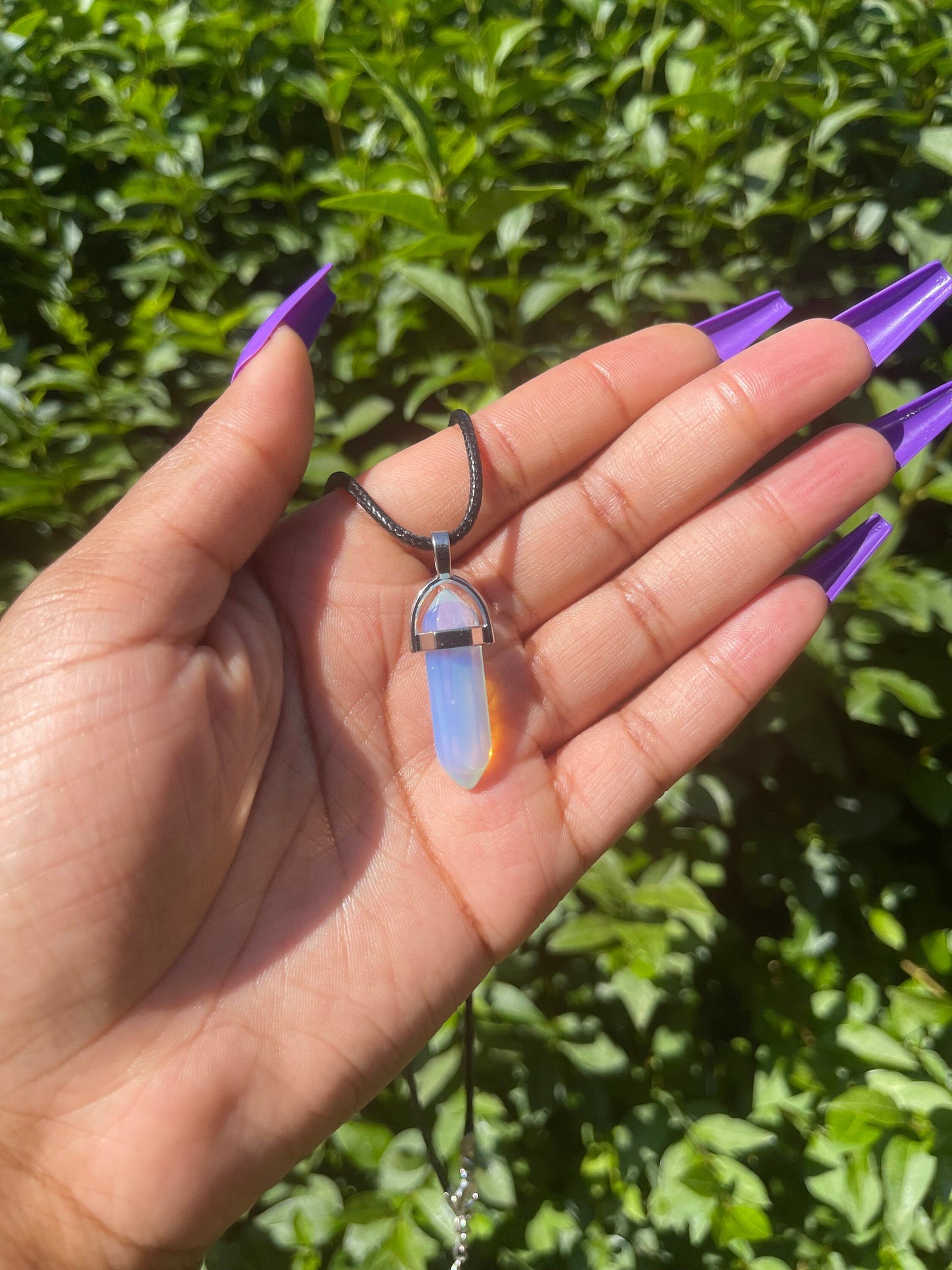 Opalite Crystal Point Necklace, Gemstones, Chakra Healing Crystals, Natural Stones, Crystal Point Tower Necklace, Quartz Pendants