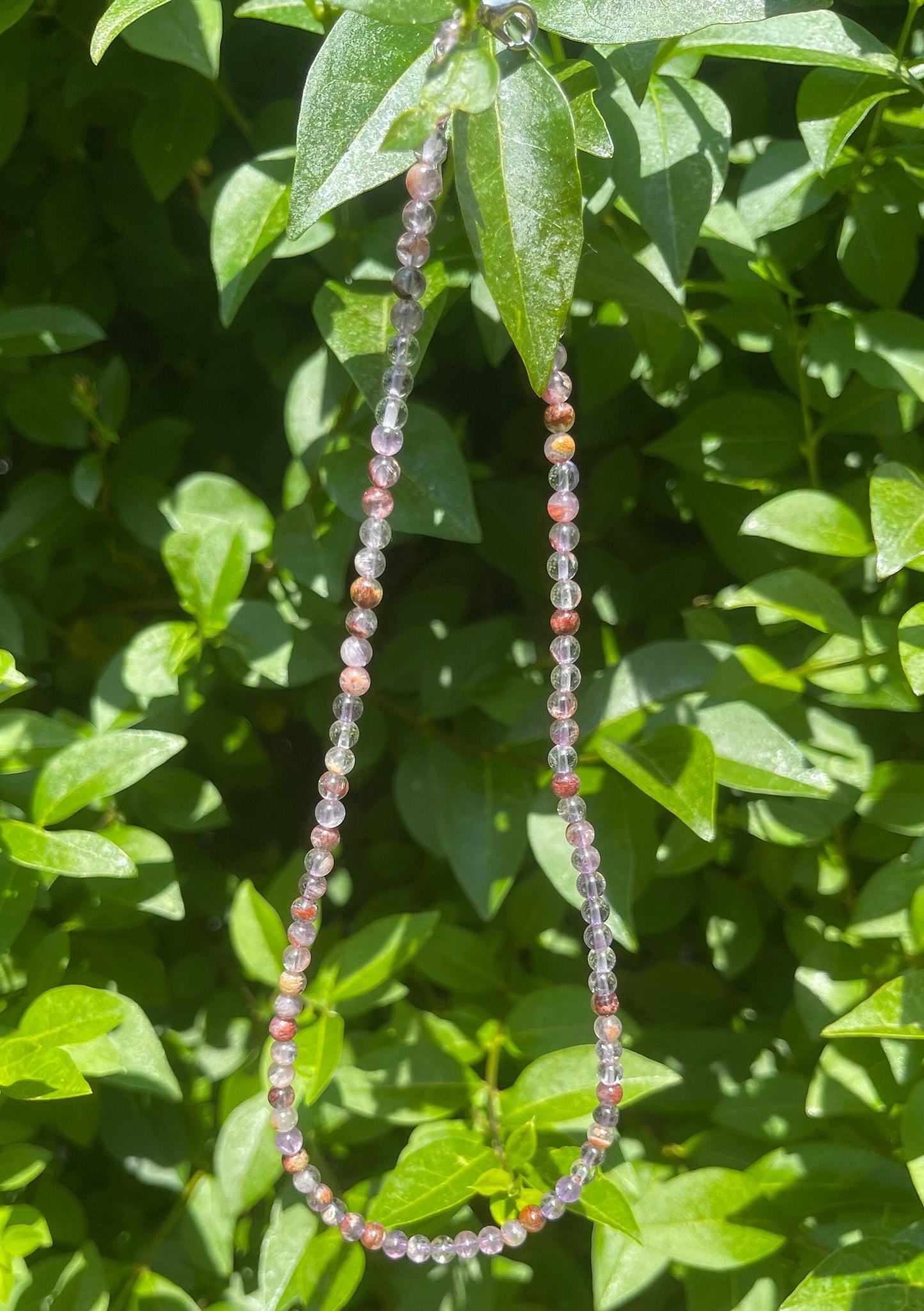 Phantom Ghost Quartz Choker, Dainty Crystal Necklace, Gemstone, Healing Crystals, Beaded Necklace, Purple Quartz Necklace, Natural Stones