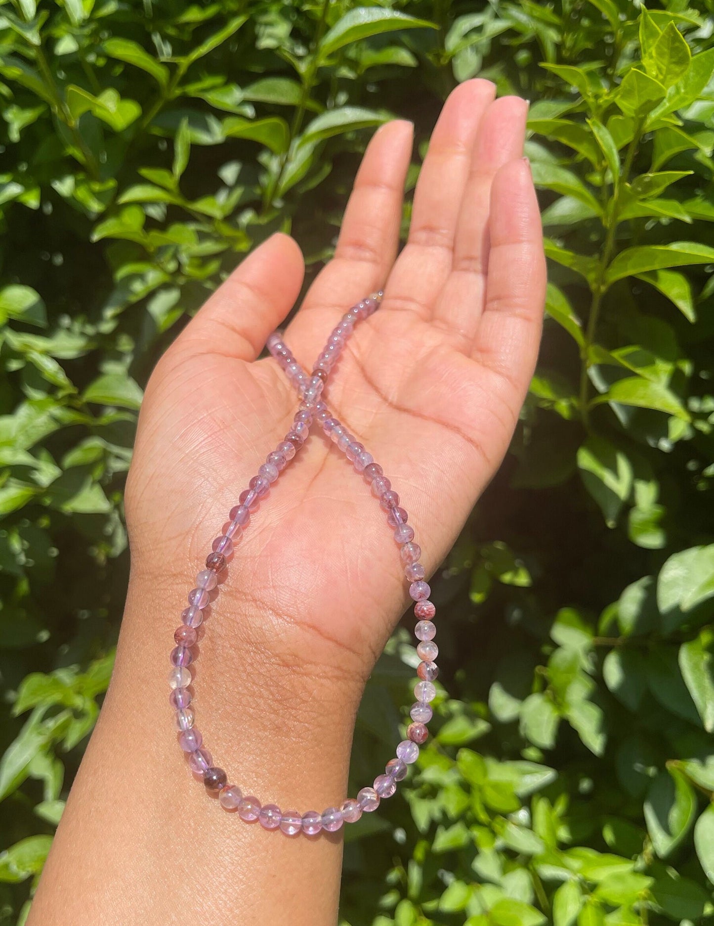 Phantom Ghost Quartz Choker, Dainty Crystal Necklace, Gemstone, Healing Crystals, Beaded Necklace, Purple Quartz Necklace, Natural Stones