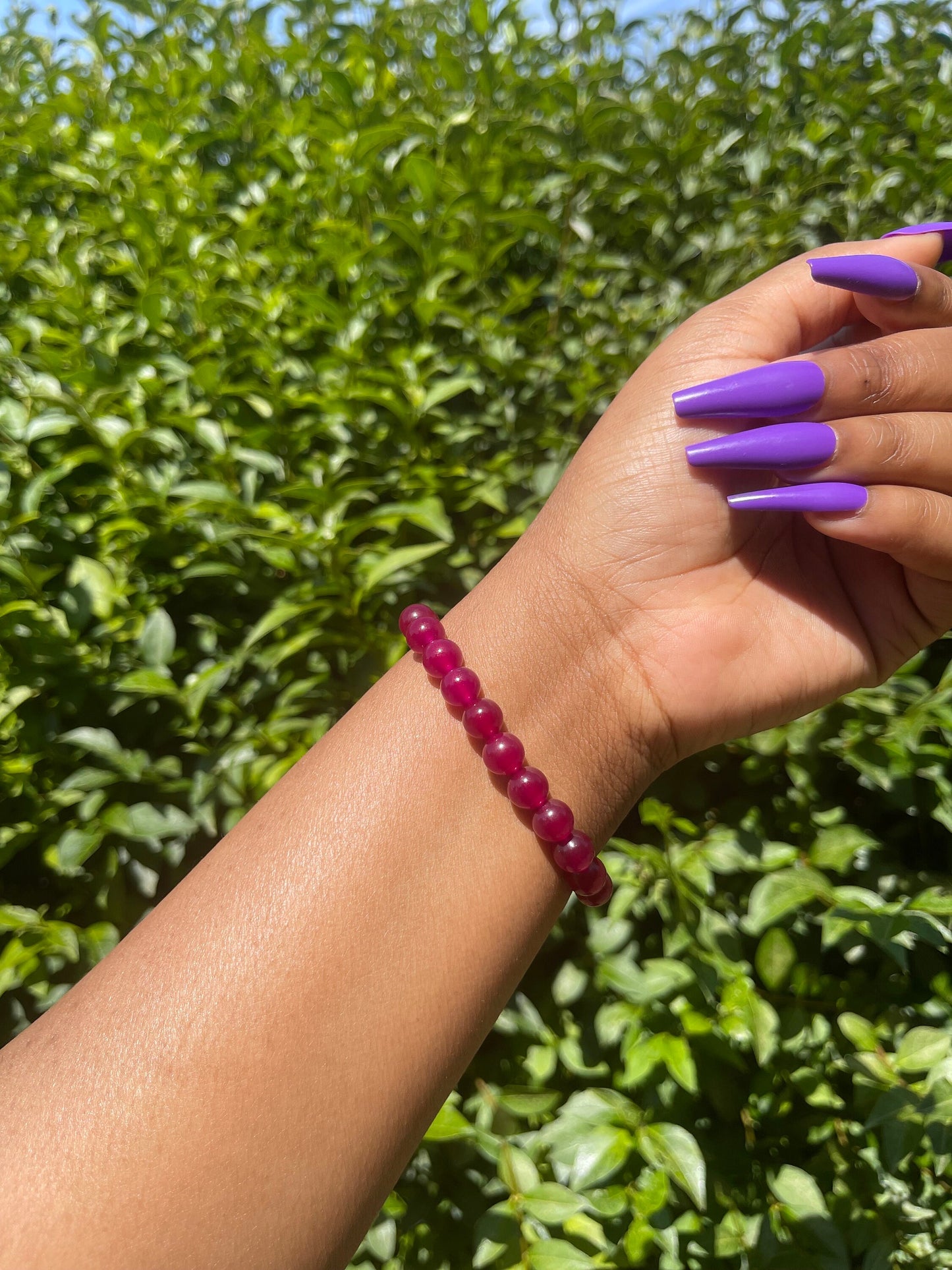 Dark Pink Jade Bracelet