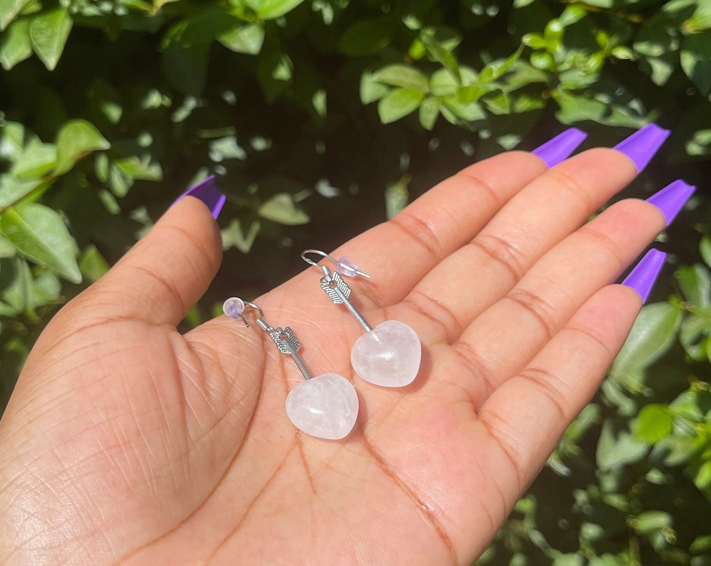 Clear Quartz Heart Earrings