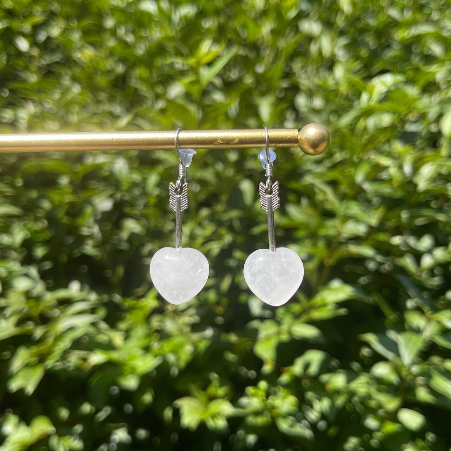 Clear Quartz Heart Earrings