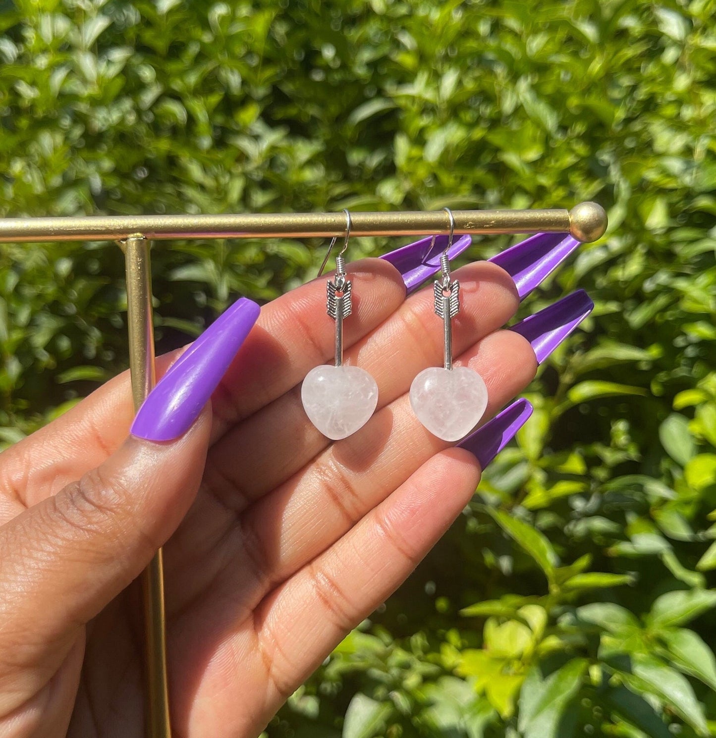 Clear Quartz Heart Earrings