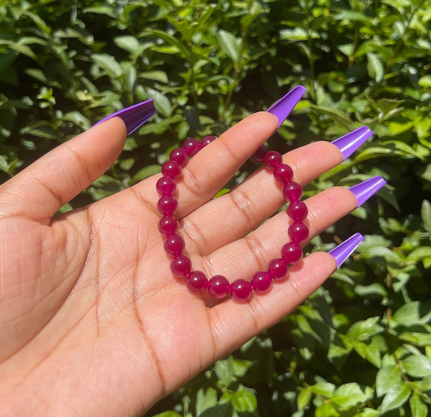 Dark Pink Jade Bracelet