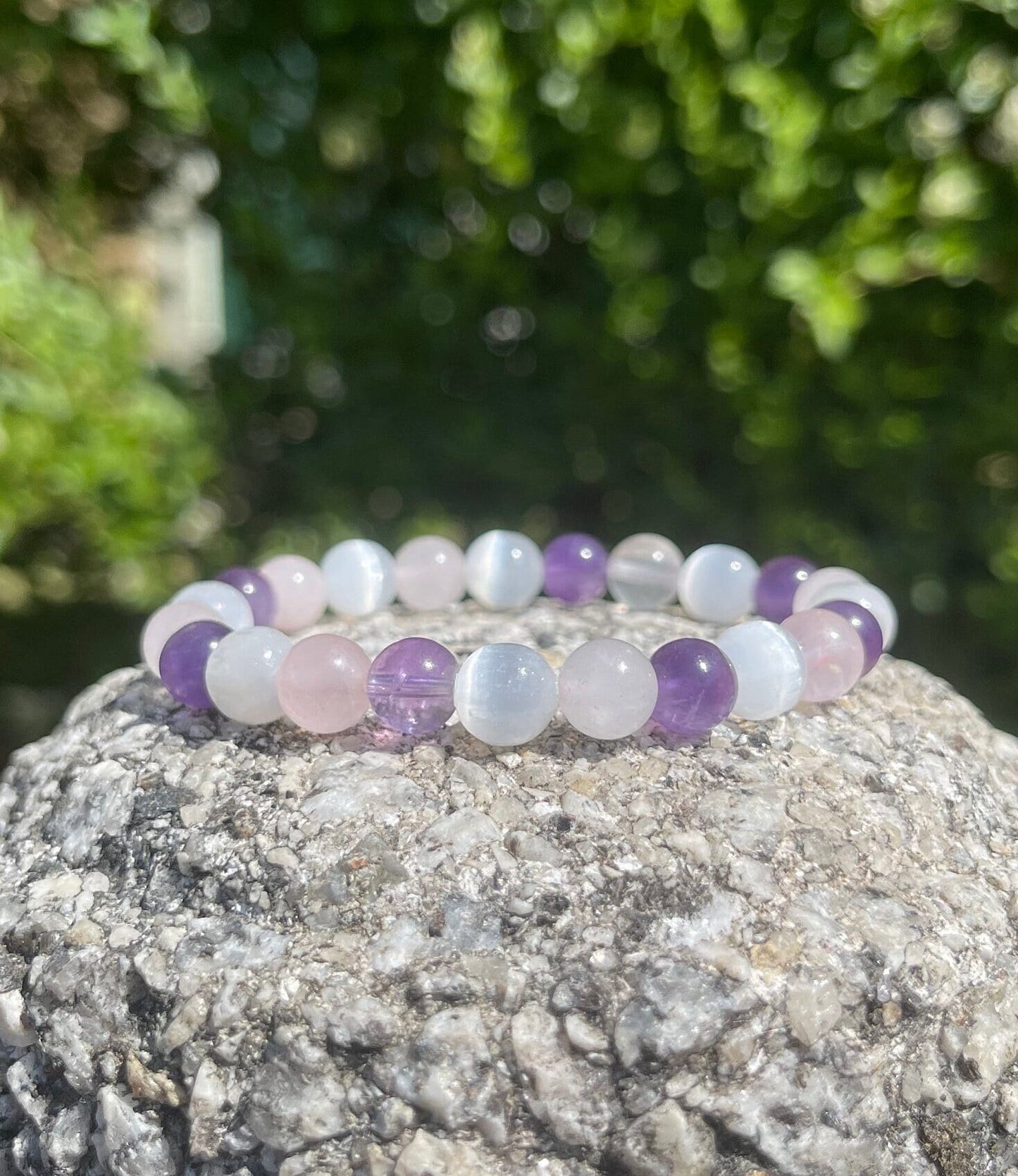 Self Love Bracelet Booster, Healing Crystals, Gemstones, Beads Handmade, Chakra Stones, Crystal Gifts, Rose Quartz, Amethyst, Selenite