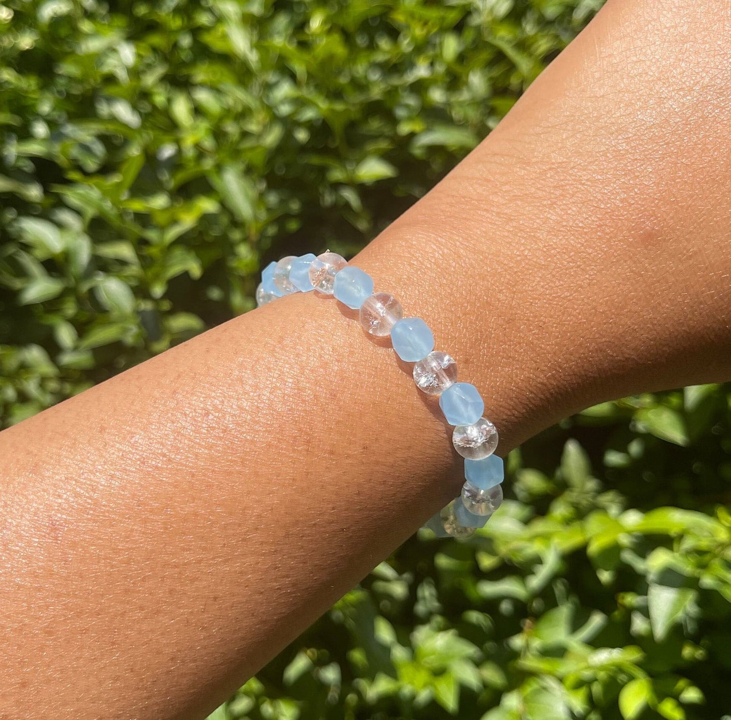 Aquamarine and Cracked Quartz Bracelet