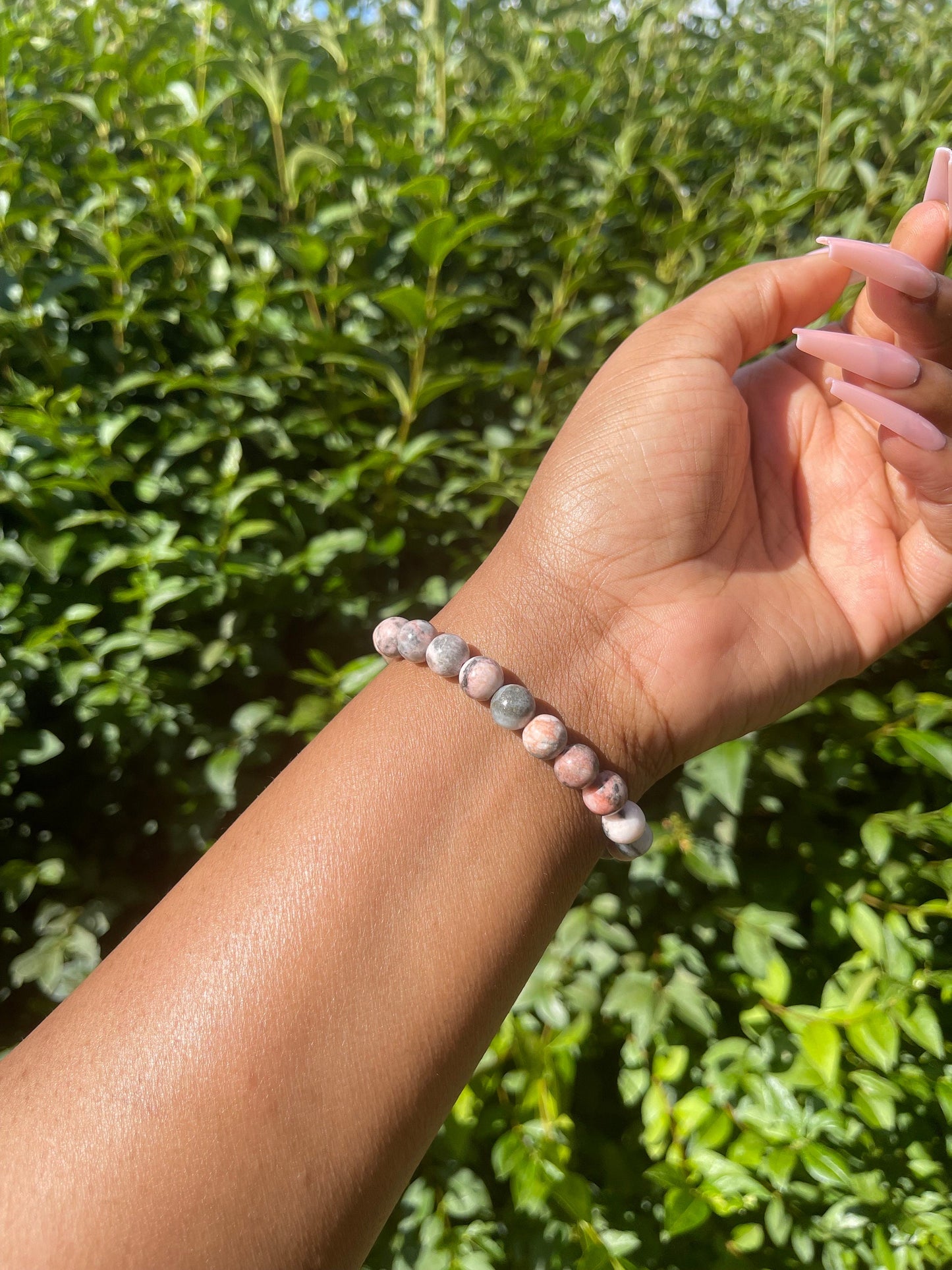 Pink Zebra Jasper Bracelet, Handmade Jewelry, Crystal Gemstone Bracelet, Healing Crystals, Best Friend, Friendship Bracelet, Gift for her