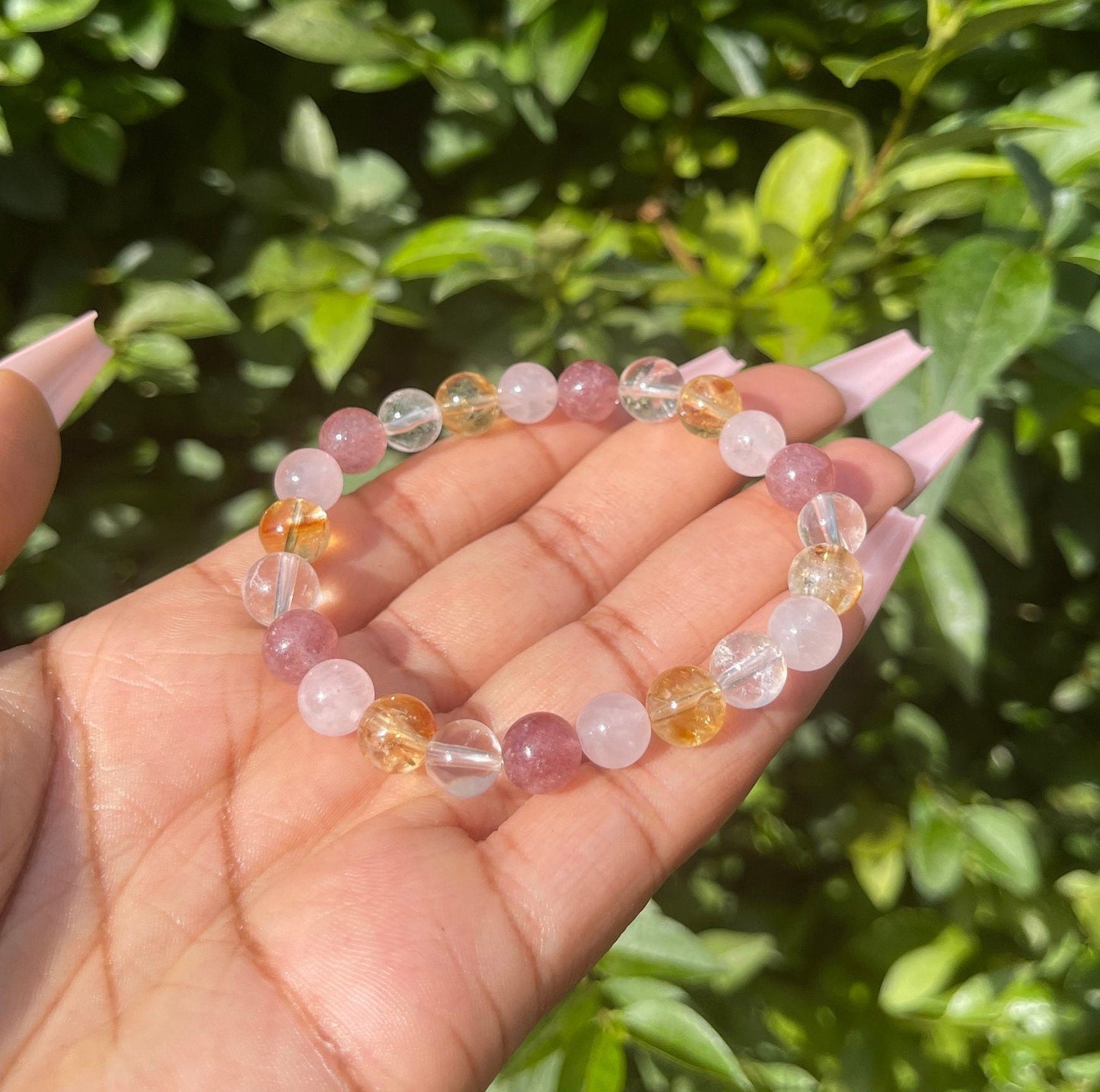 Self Love Bracelet, Healing Crystals, Mixed Quartz, Handmade Bracelets, Chakra Stones, Confidence Crystal Gifts, Rose Quartz, Gift for her