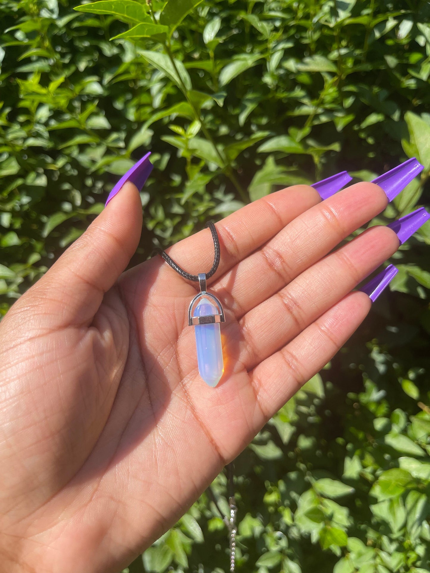 Opalite Crystal Point Necklace, Gemstones, Chakra Healing Crystals, Natural Stones, Crystal Point Tower Necklace, Quartz Pendants