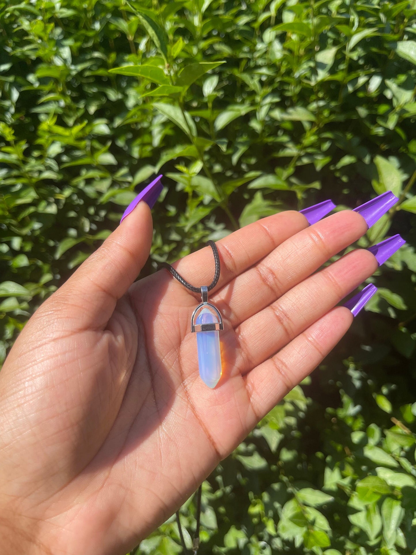 Opalite Crystal Point Necklace, Gemstones, Chakra Healing Crystals, Natural Stones, Crystal Point Tower Necklace, Quartz Pendants