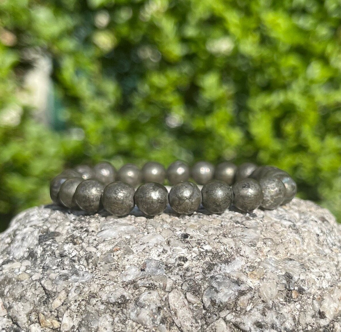 Pyrite Bracelet, Good Luck Bracelet, Mens Beaded Bracelet, Gemstone Bracelet, Attract Money, Natural Pyrite, Healing Crystals, Chakra