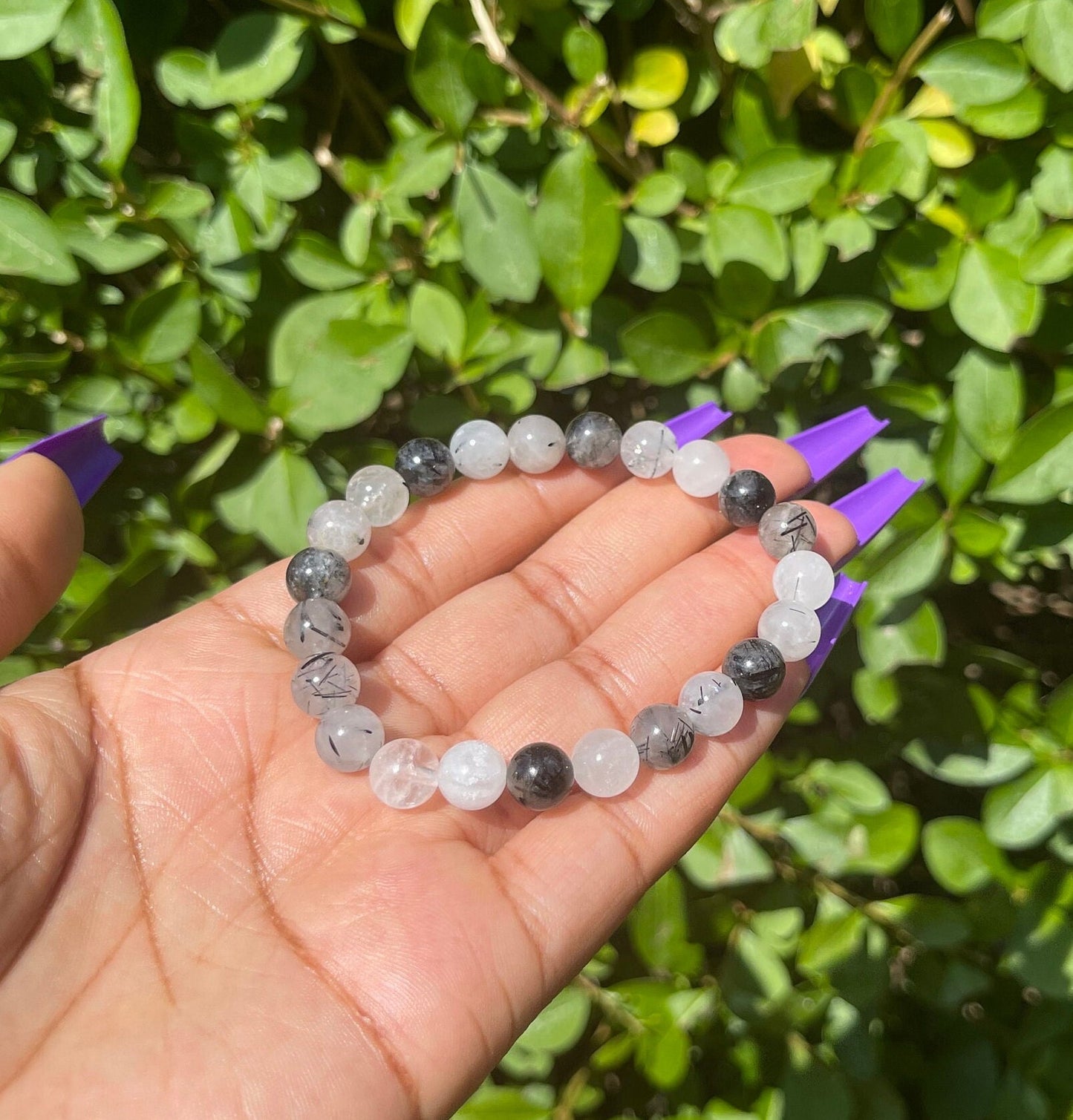 Black Tourmaline in Quartz Bracelet