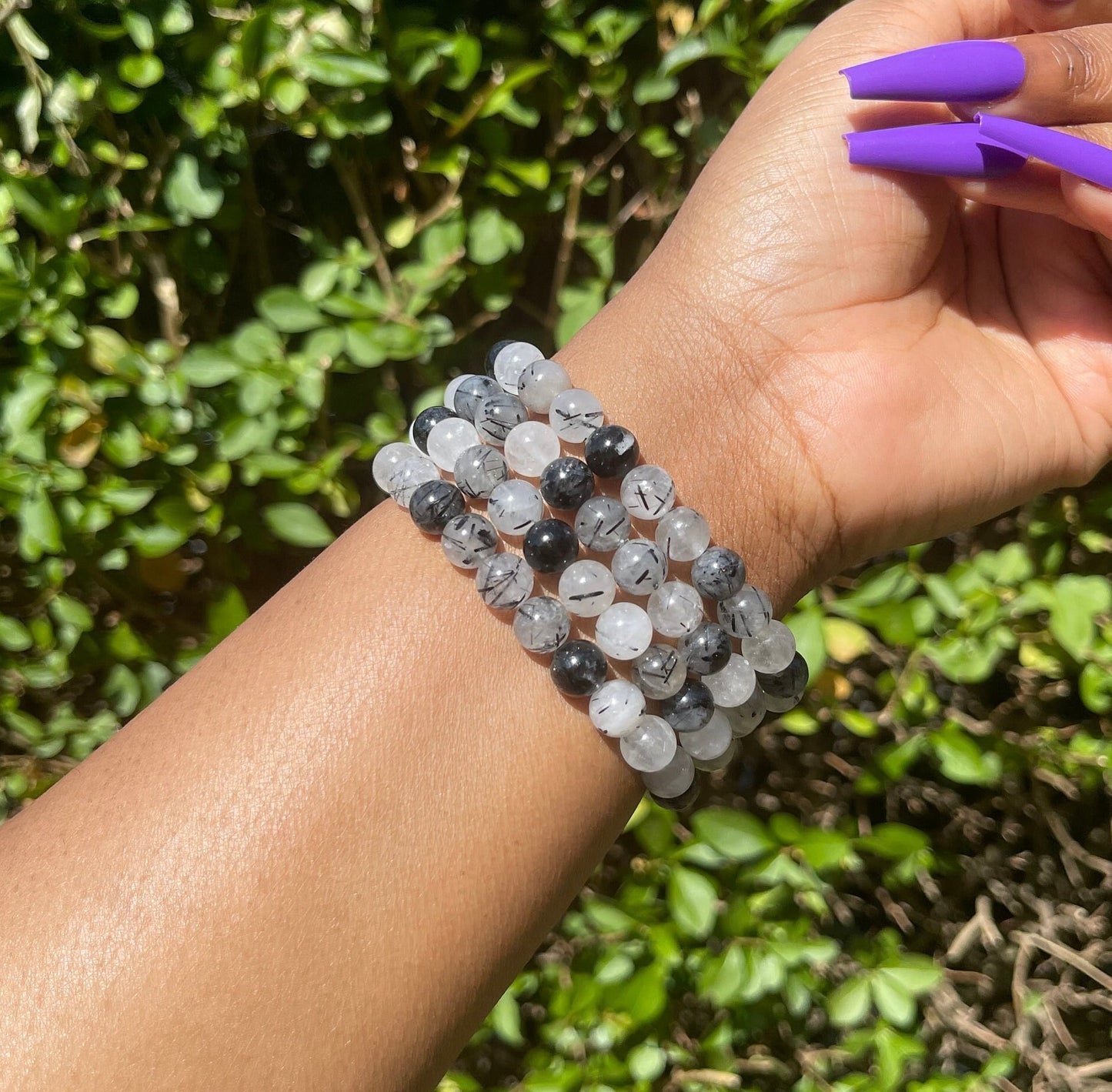 Black Tourmaline in Quartz Bracelet