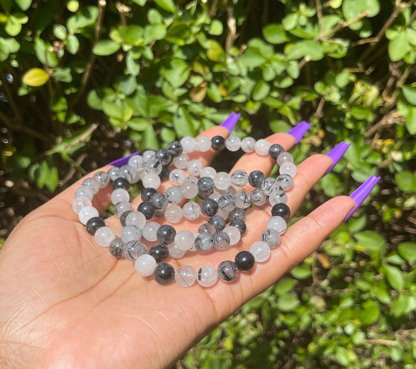 Black Tourmaline in Quartz Bracelet