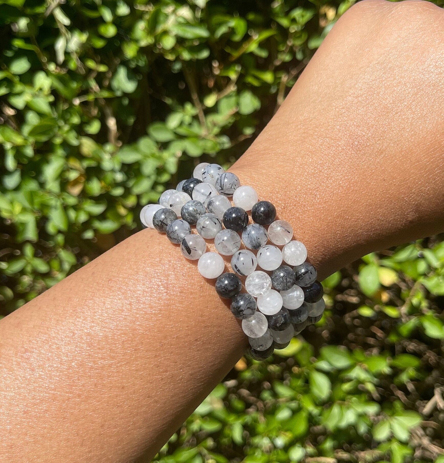 Black Tourmaline in Quartz Bracelet