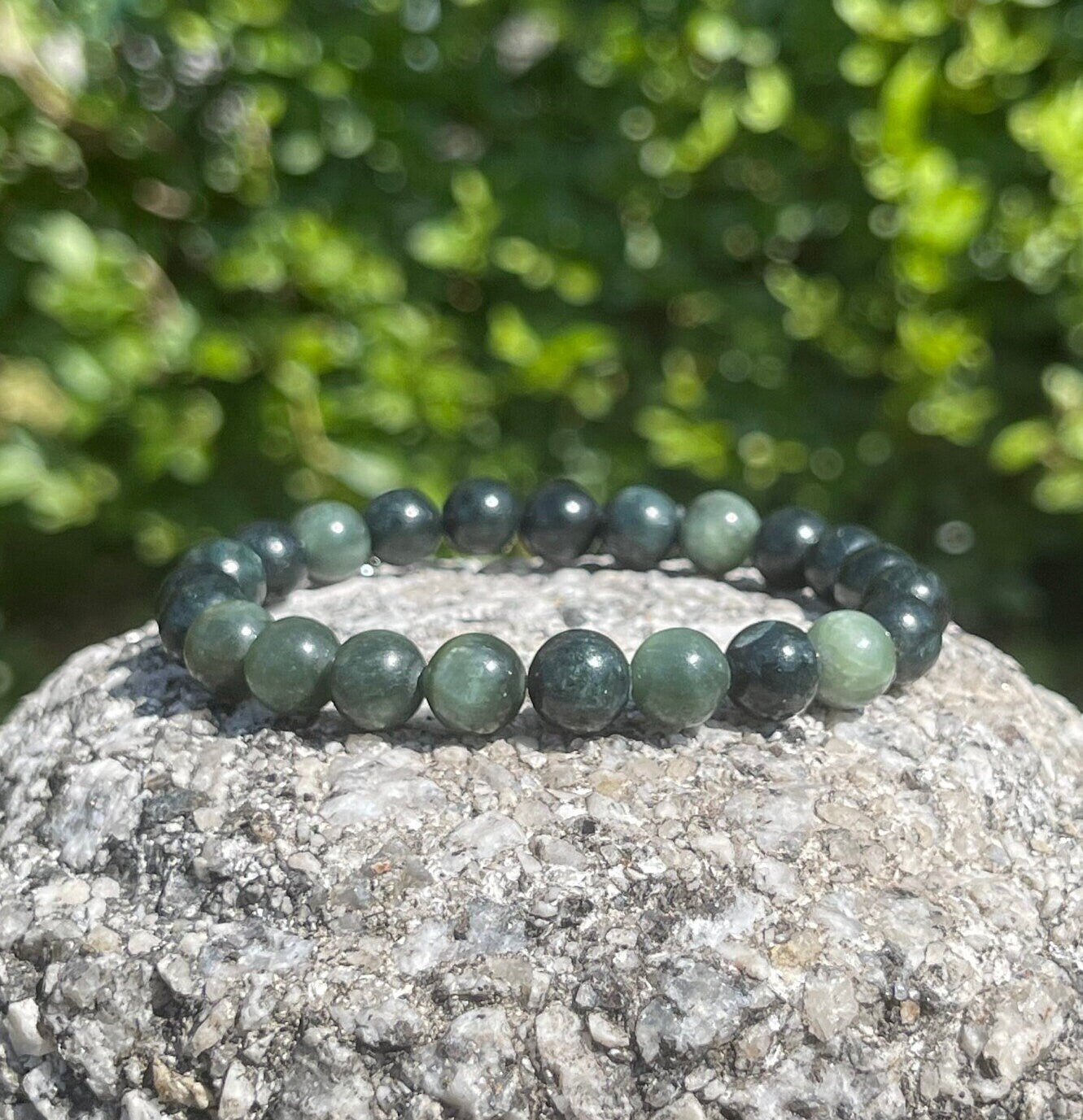 Seraphinite Bracelet, Crystal Beads Bracelet, Healing Crystals, Gemstone Bracelet, Green Beaded Jewelry, Crystal Gifts, Heart Chakra Stones