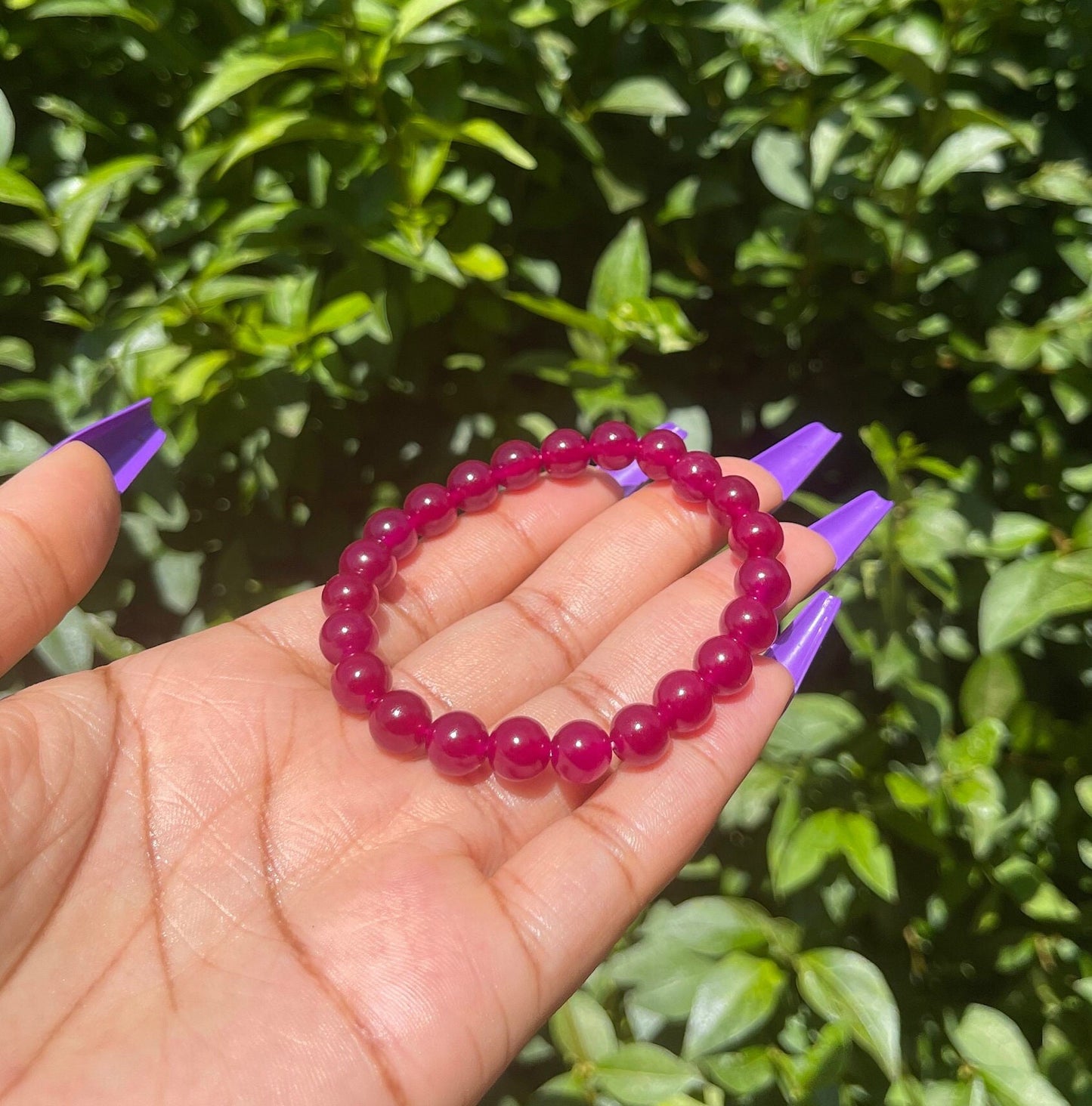 Dark Pink Jade Bracelet