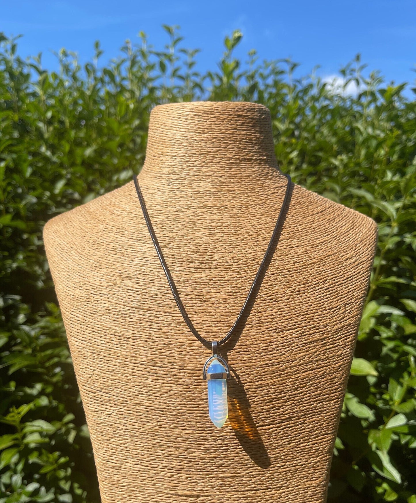 Opalite Crystal Point Necklace, Gemstones, Chakra Healing Crystals, Natural Stones, Crystal Point Tower Necklace, Quartz Pendants