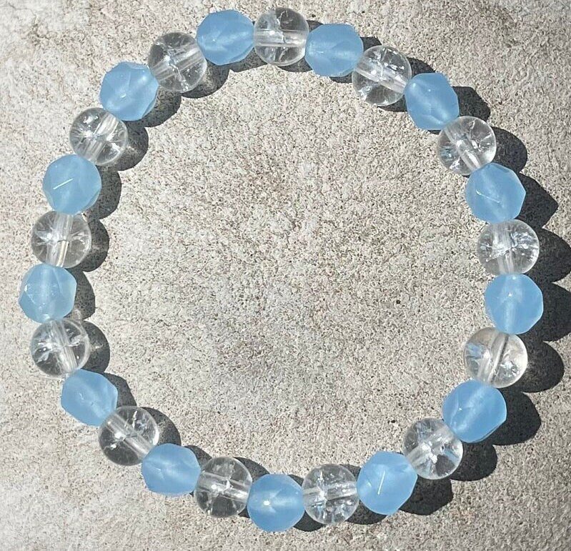 Aquamarine and Cracked Quartz Bracelet