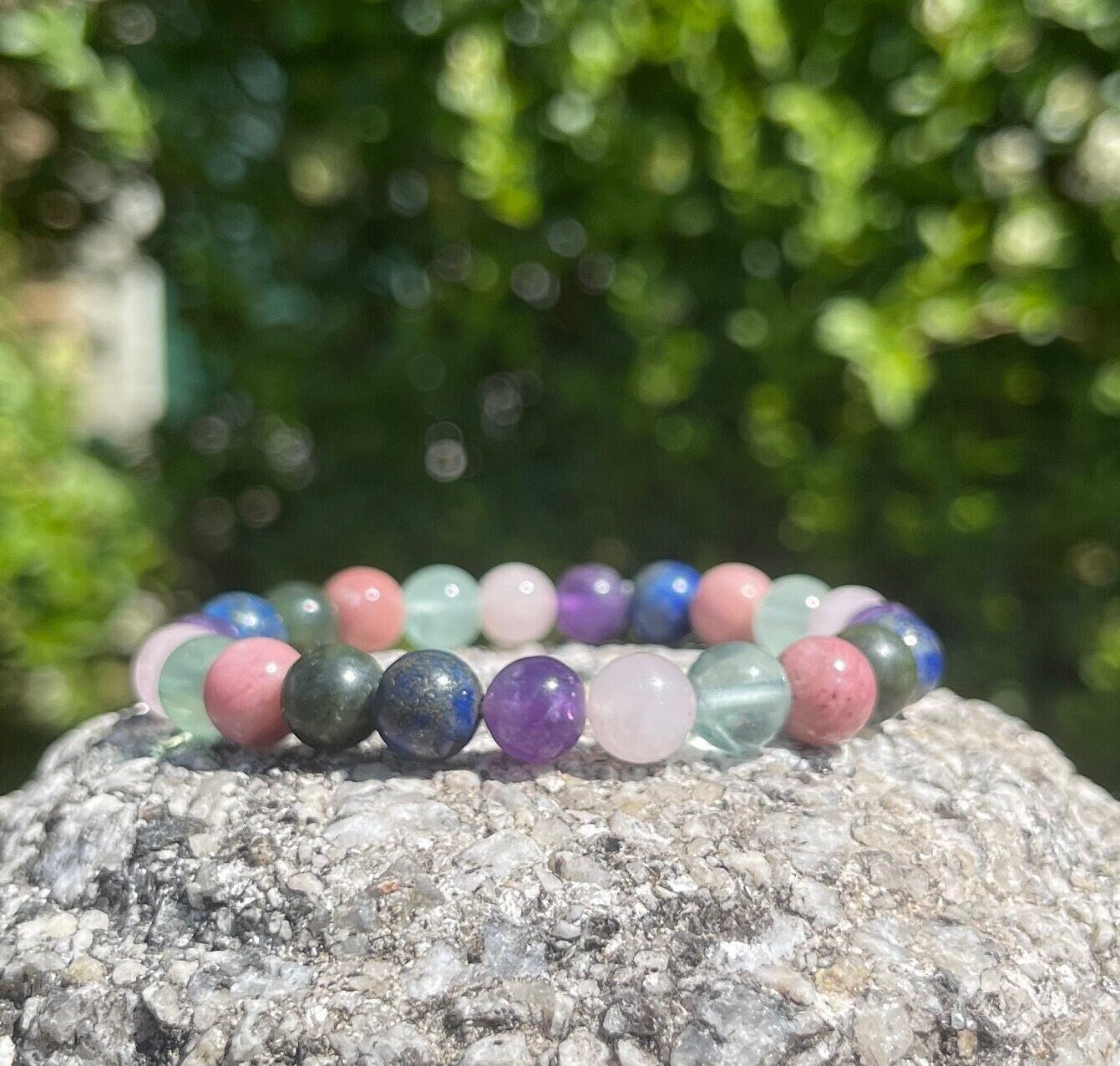 MS support Bracelet, Healing Crystal Bracelet, Gemstones, Stretch Bracelet, Yoga Jewelry, Protection, Natural Healing Stones, Rose Quartz