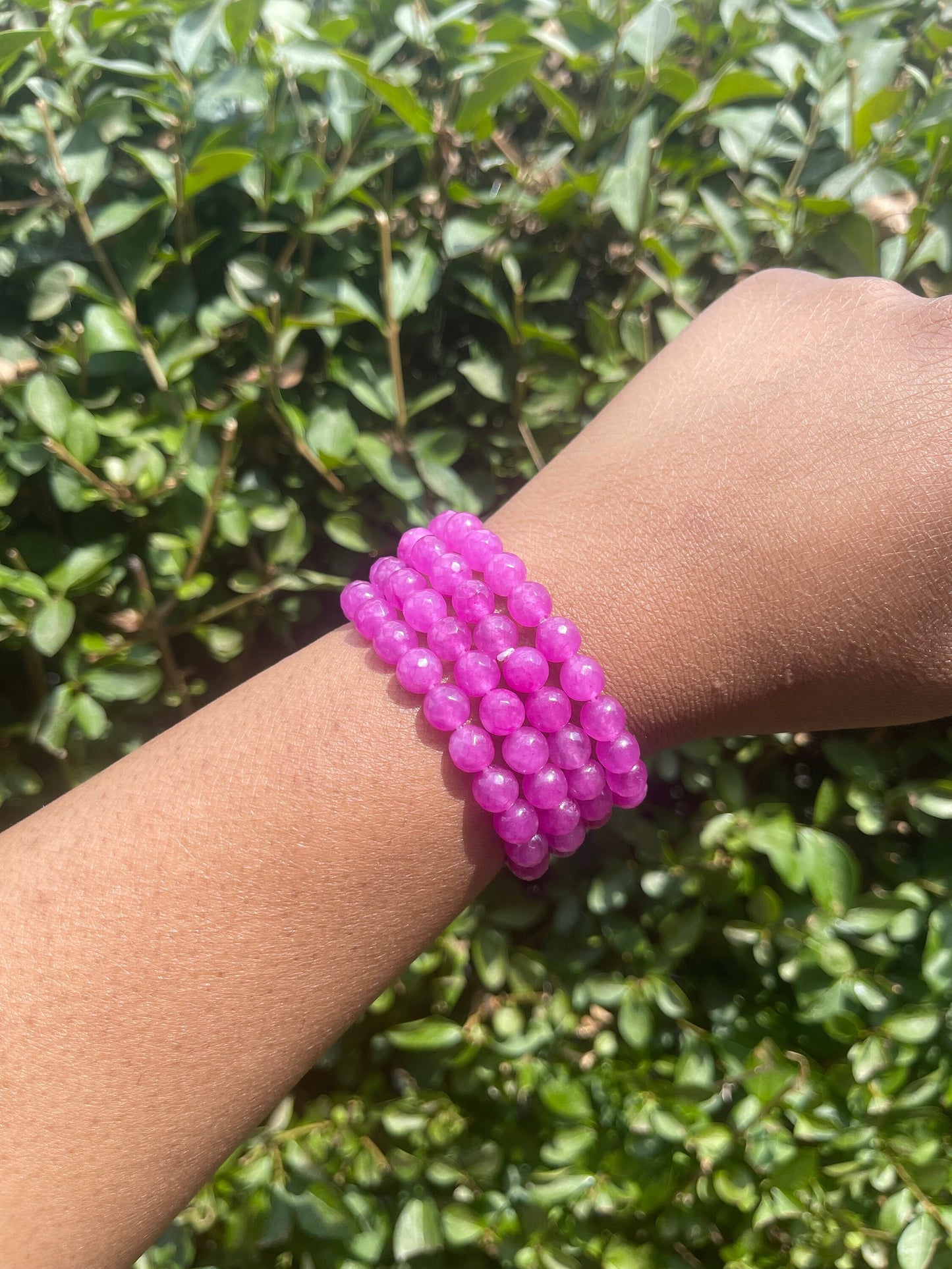 Deep Hot Pink Jade Bracelet