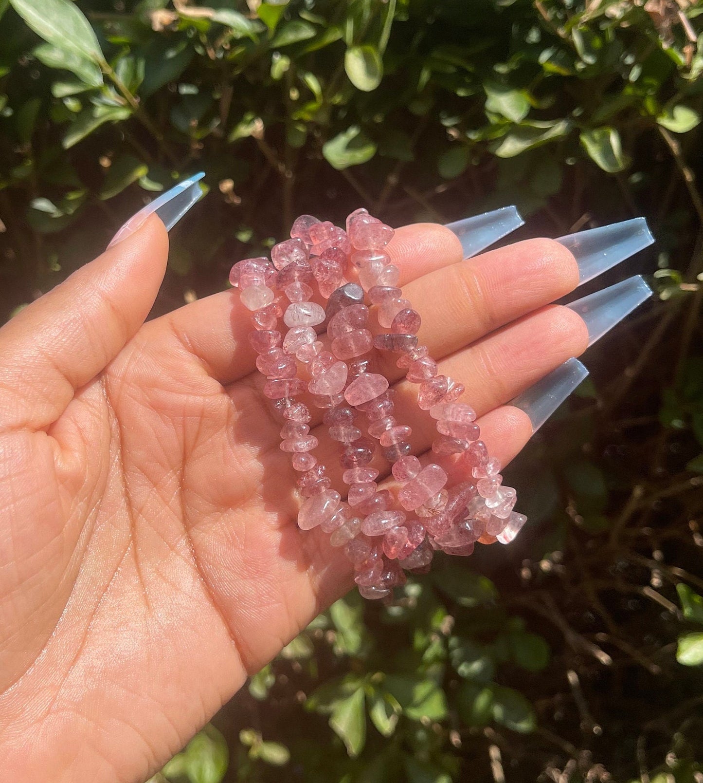 Strawberry Quartz Chip Bracelet