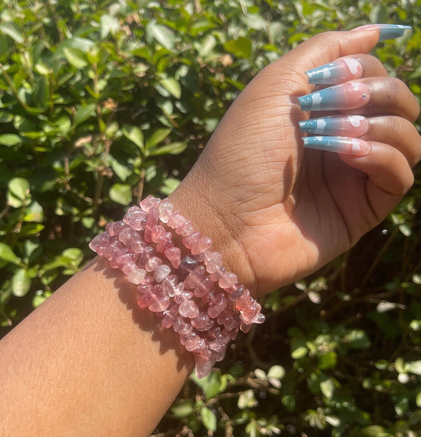 Strawberry Quartz Chip Bracelet