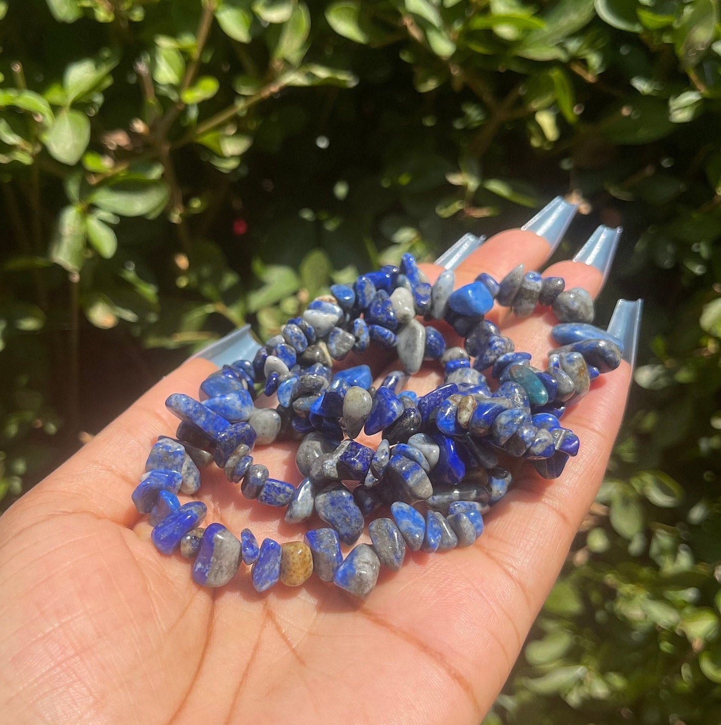 Lapis Lazuli Chip Bracelet, Healing Crystals, Gemstone Bracelets, Blue Crystals, Reiki Chakra Natural Stones, Handmade Summer Jewelry