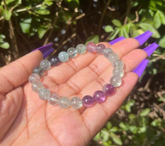 Rainbow Fluorite Bracelet, Gemstone Bracelet, Healing Crystals, Birthday gift, Crystal Bracelet, Studying, Friendship Gift, Gift for her