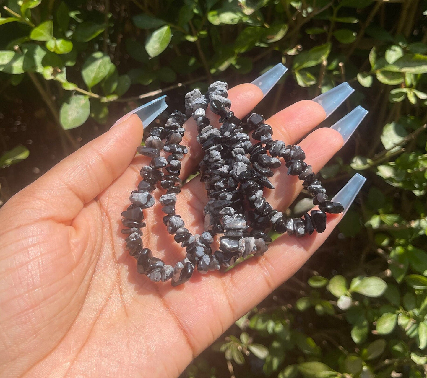 Snowflake Obsidian Chip Bracelet