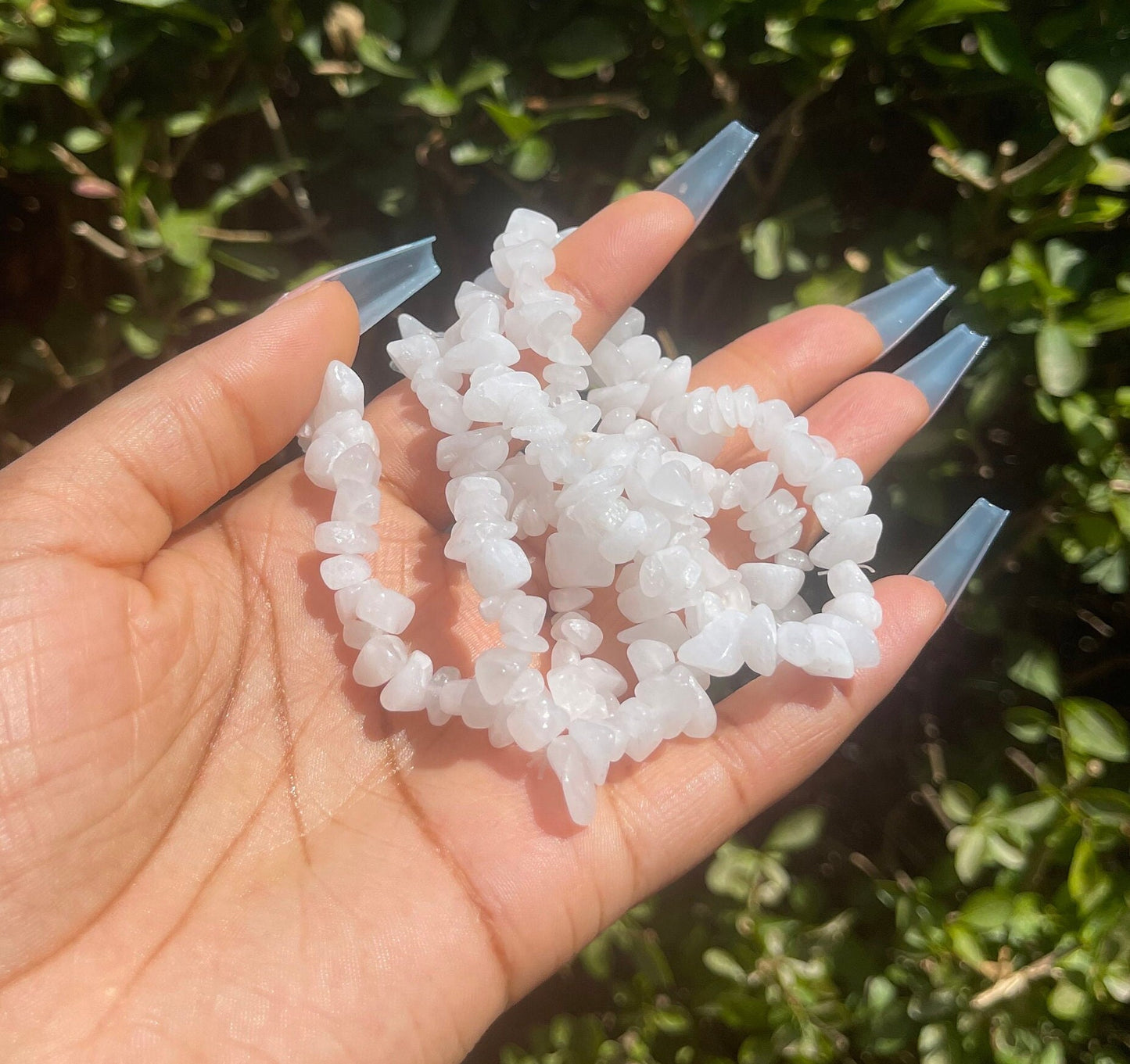 White Jade Chip Bracelet