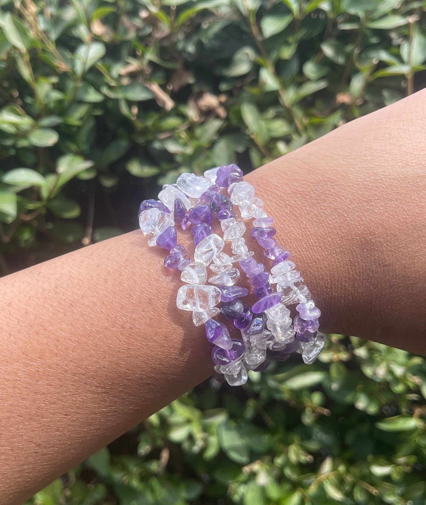 Amethyst & Clear Quartz Chip Bracelet