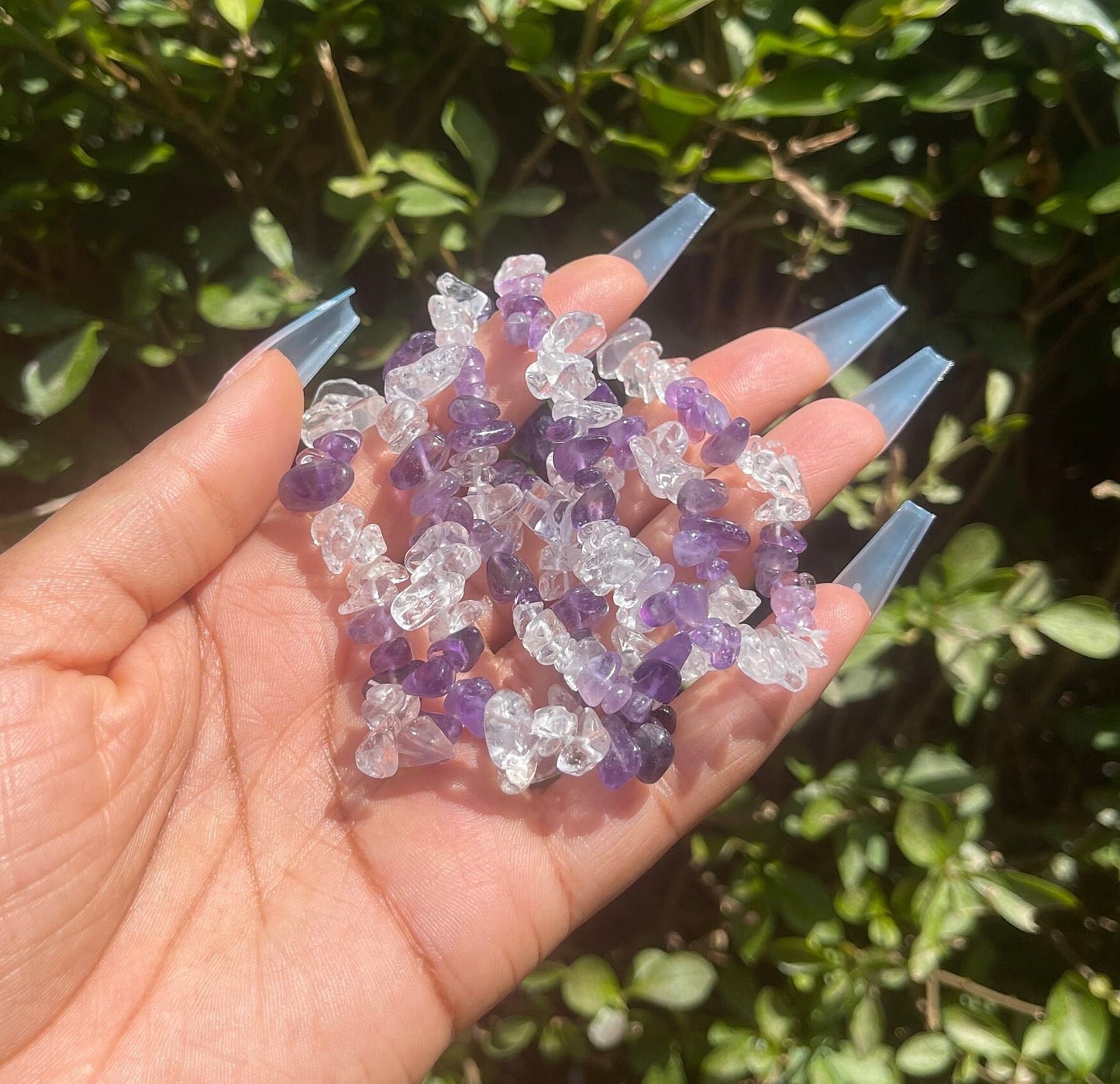 Amethyst & Clear Quartz Chip Bracelet