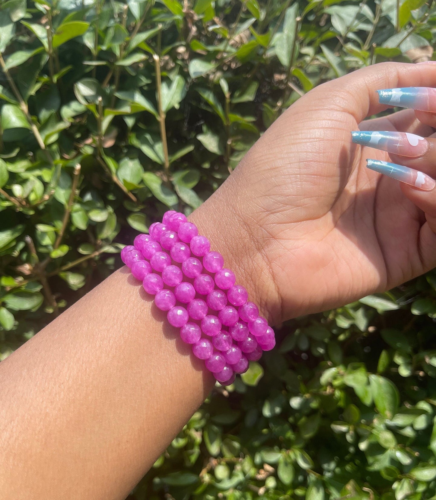 Deep Hot Pink Jade Bracelet