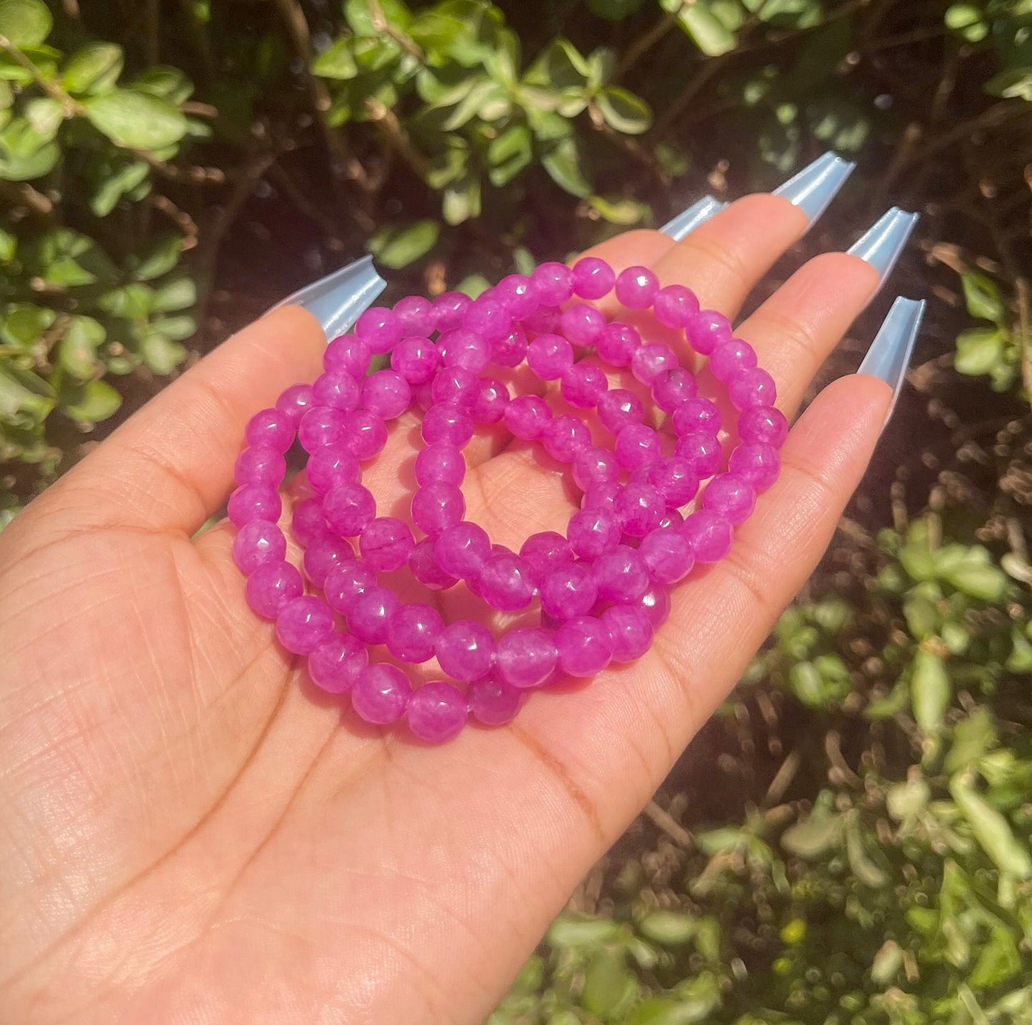 Deep Hot Pink Jade Bracelet