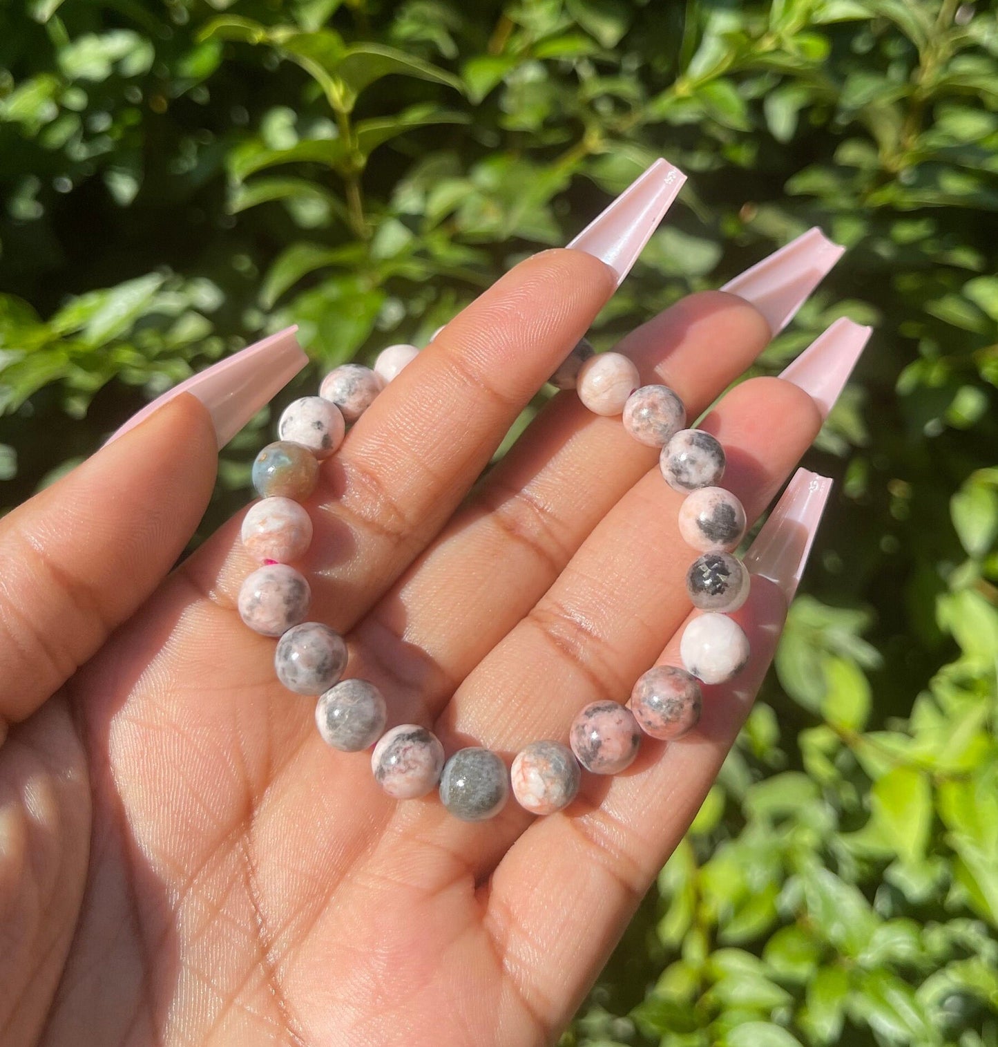 Pink Zebra Jasper Bracelet, Handmade Jewelry, Crystal Gemstone Bracelet, Healing Crystals, Best Friend, Friendship Bracelet, Gift for her