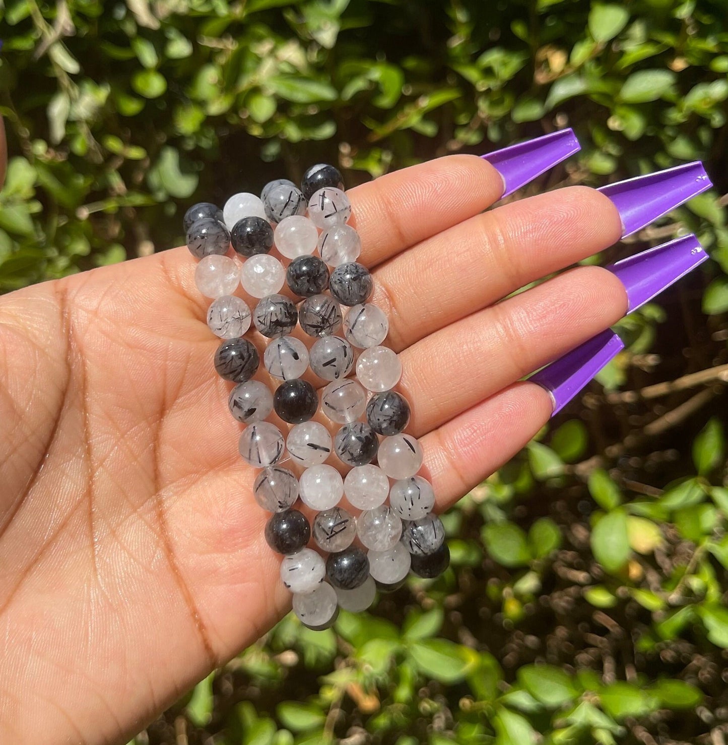 Black Tourmaline in Quartz Bracelet