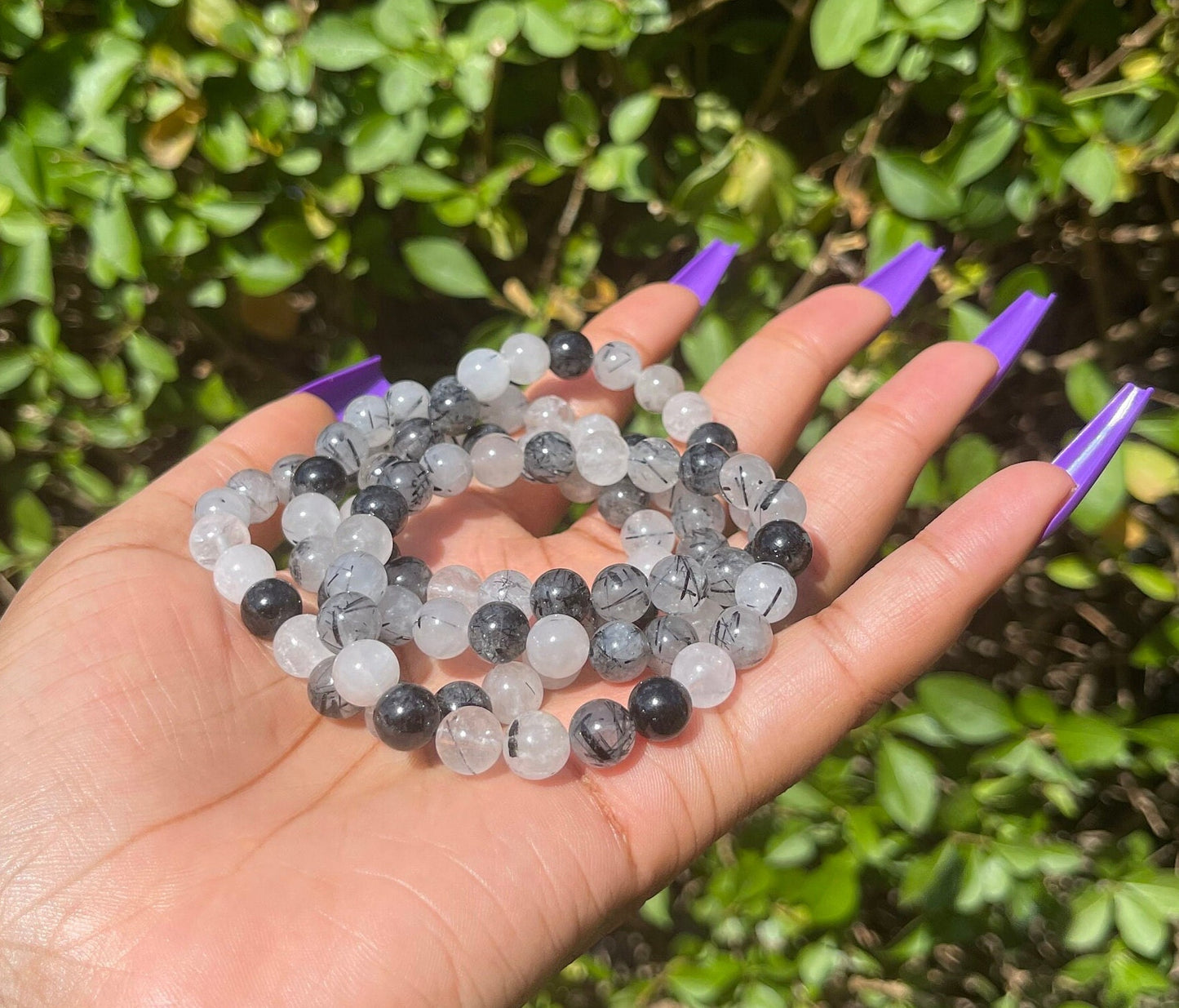 Black Tourmaline in Quartz Bracelet