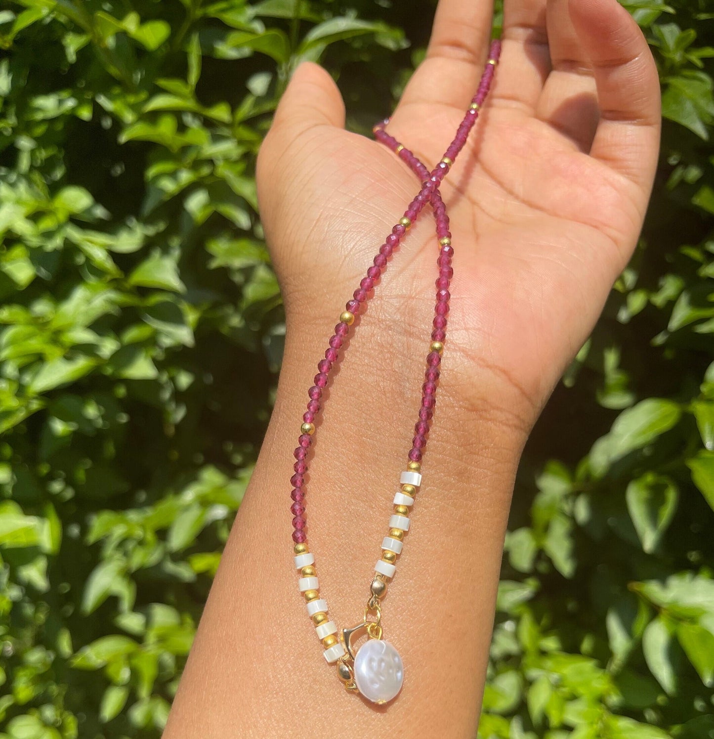 Garnet Pearl Choker