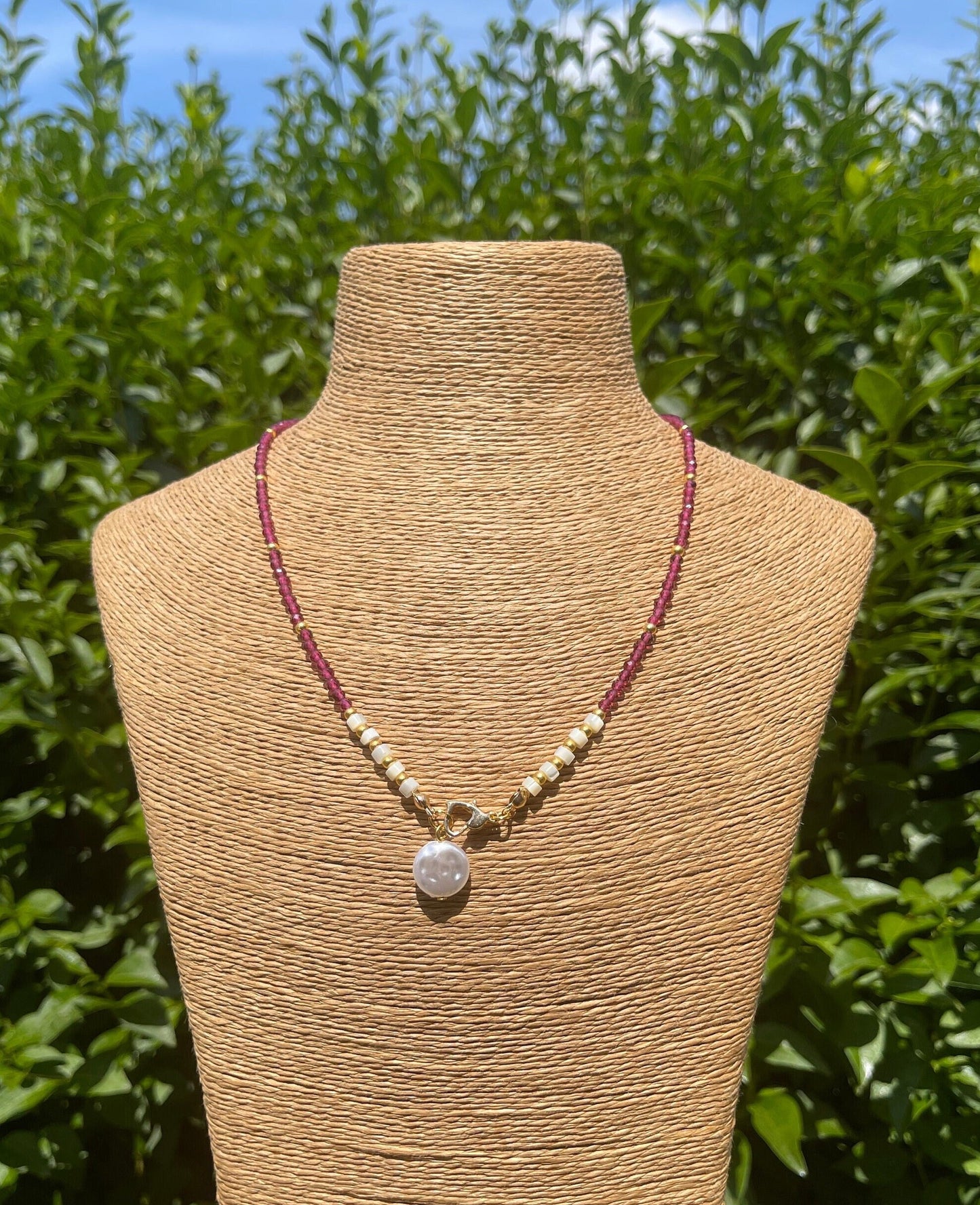 Garnet Pearl Choker