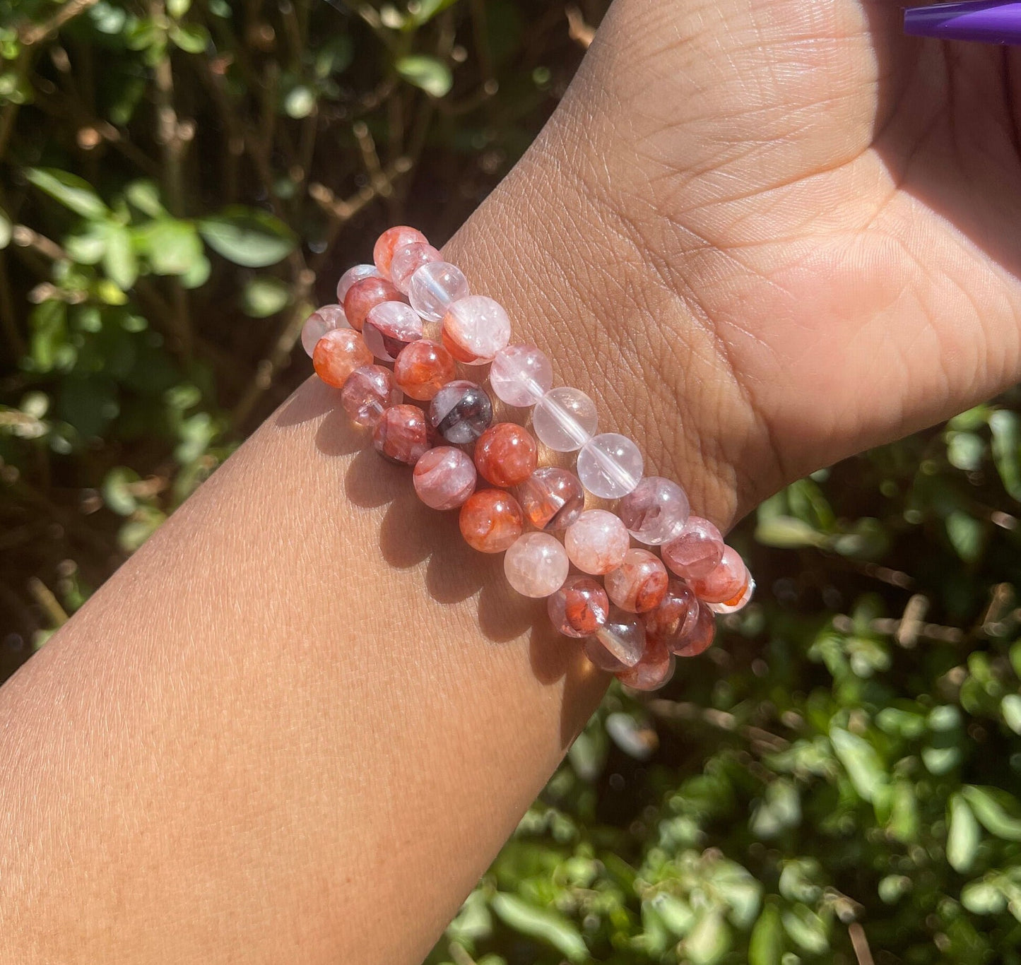 Red Hematoid Quartz Bracelet, Gemstone Bracelets, Healing Crystals, Fire Quartz, Quartz Bracelet, Crystal Jewelry, Red Chakra Bracelets