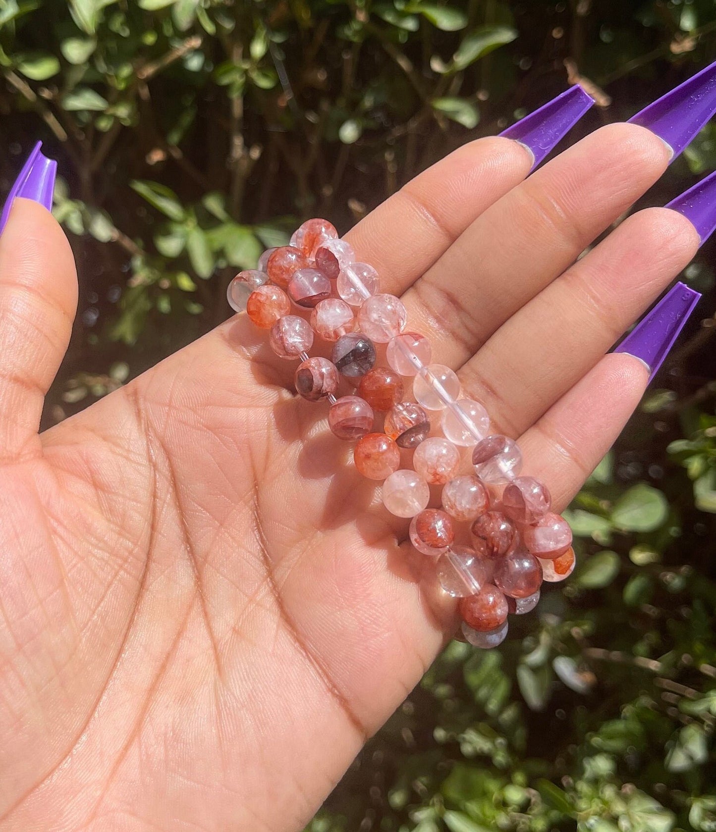 Red Hematoid Quartz Bracelet, Gemstone Bracelets, Healing Crystals, Fire Quartz, Quartz Bracelet, Crystal Jewelry, Red Chakra Bracelets